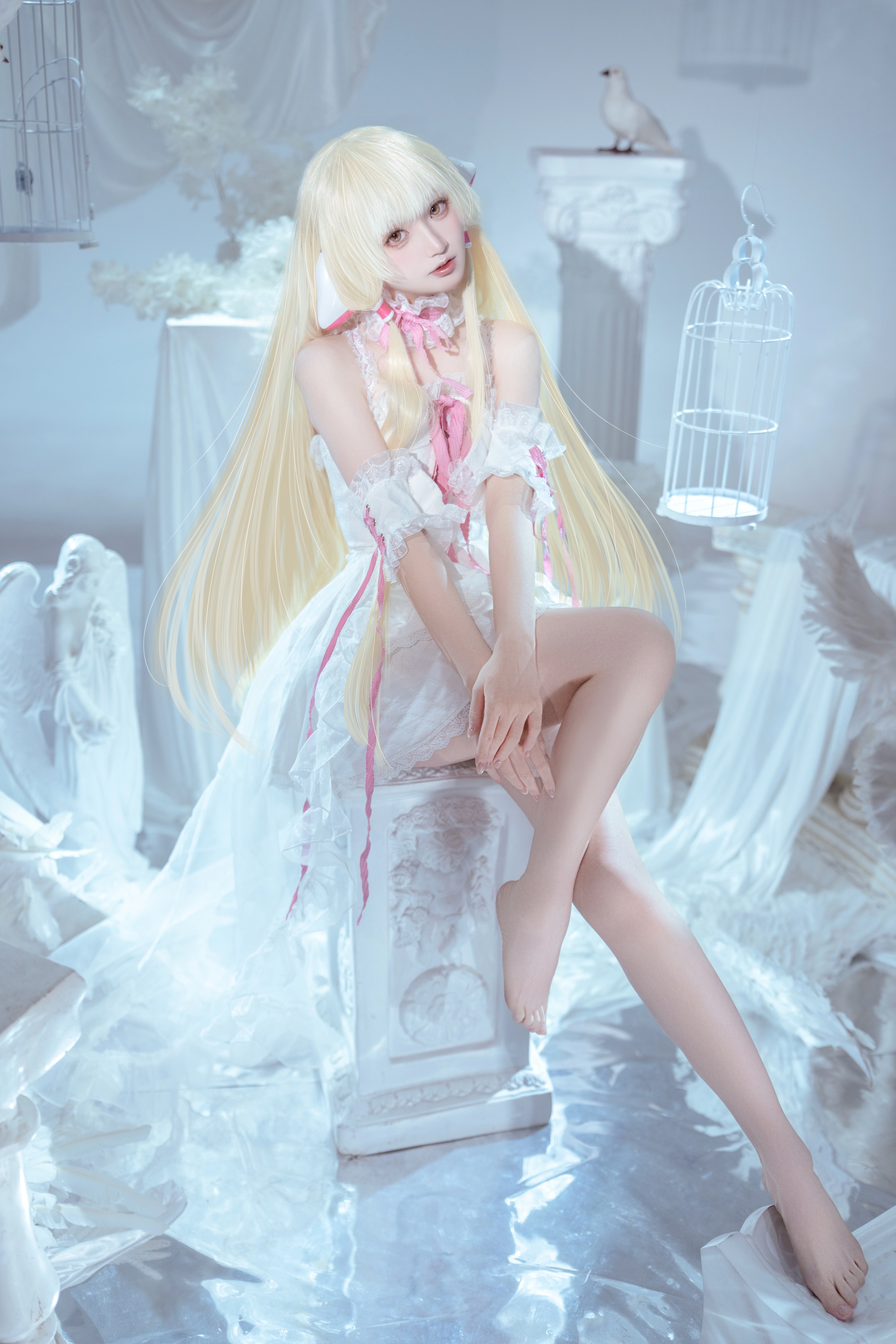 【小叽cos】人形电脑天使心，在纯白羽翼中绽放的纯净光影 - 第3张