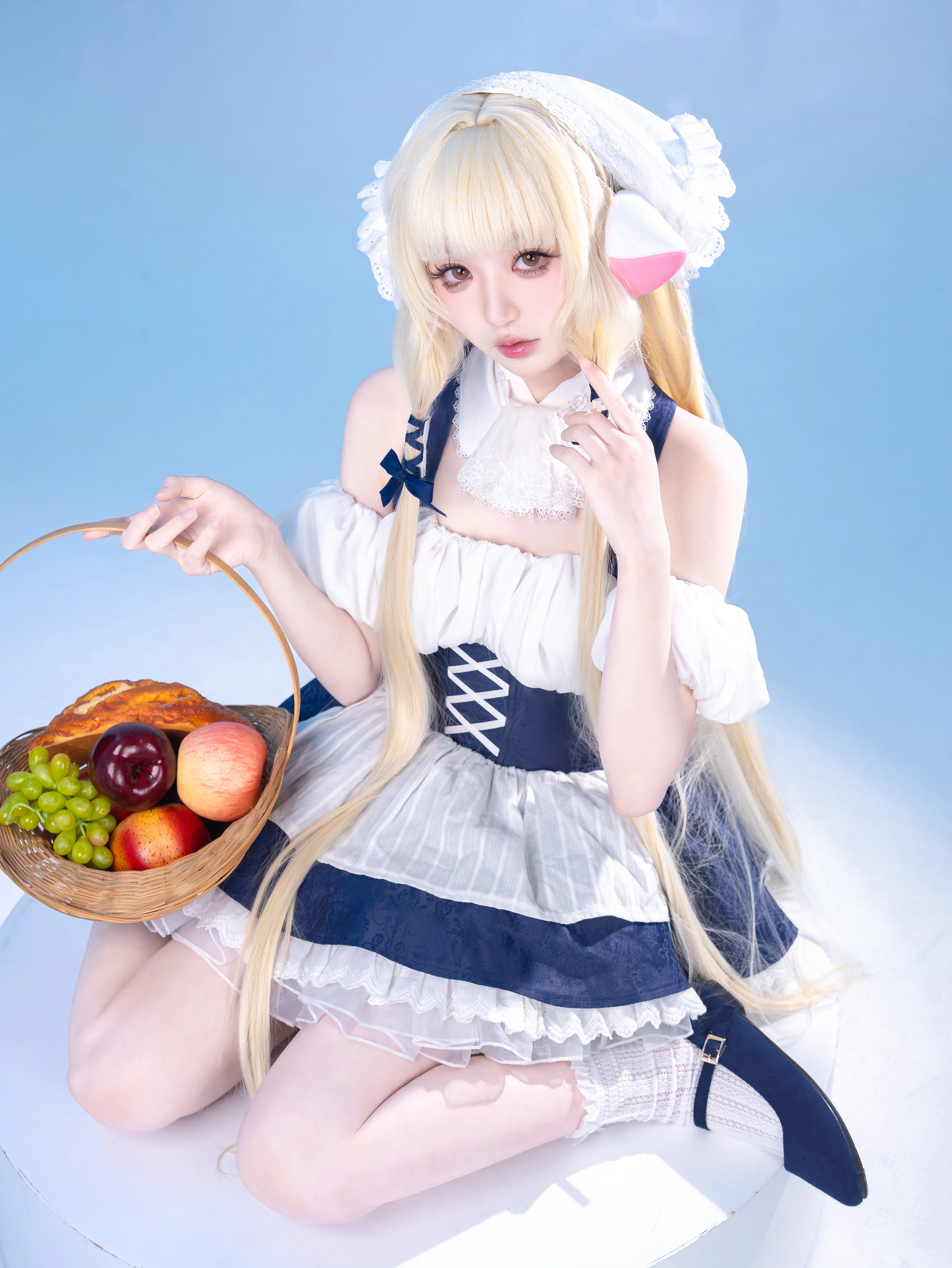 【ちぃコスプレ】ちょびっツのメイド服、青と白の配色が本当に癒やされる