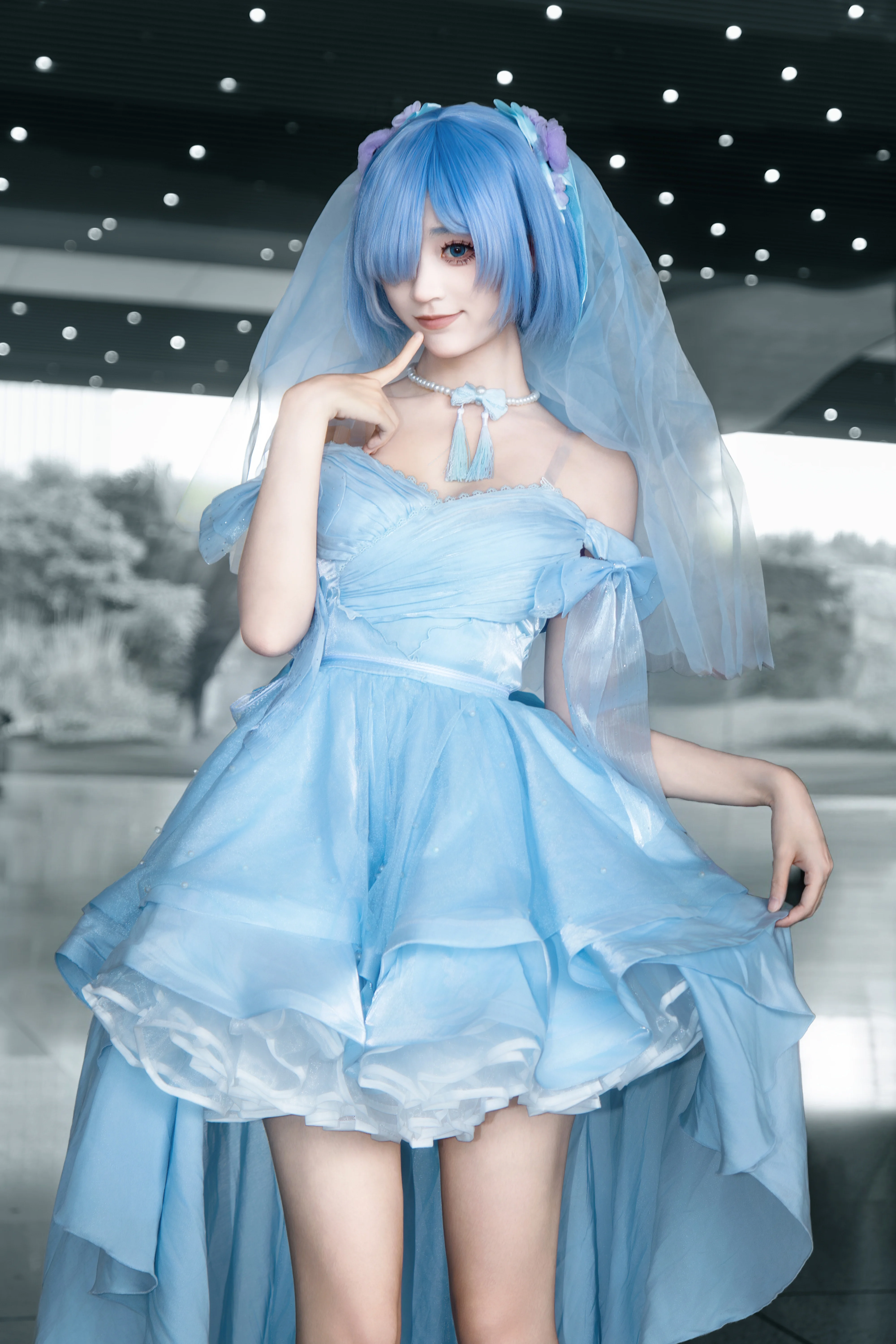 [Rem cosplay] A Girl's Dreamy Blue Wedding Moment - Image 1