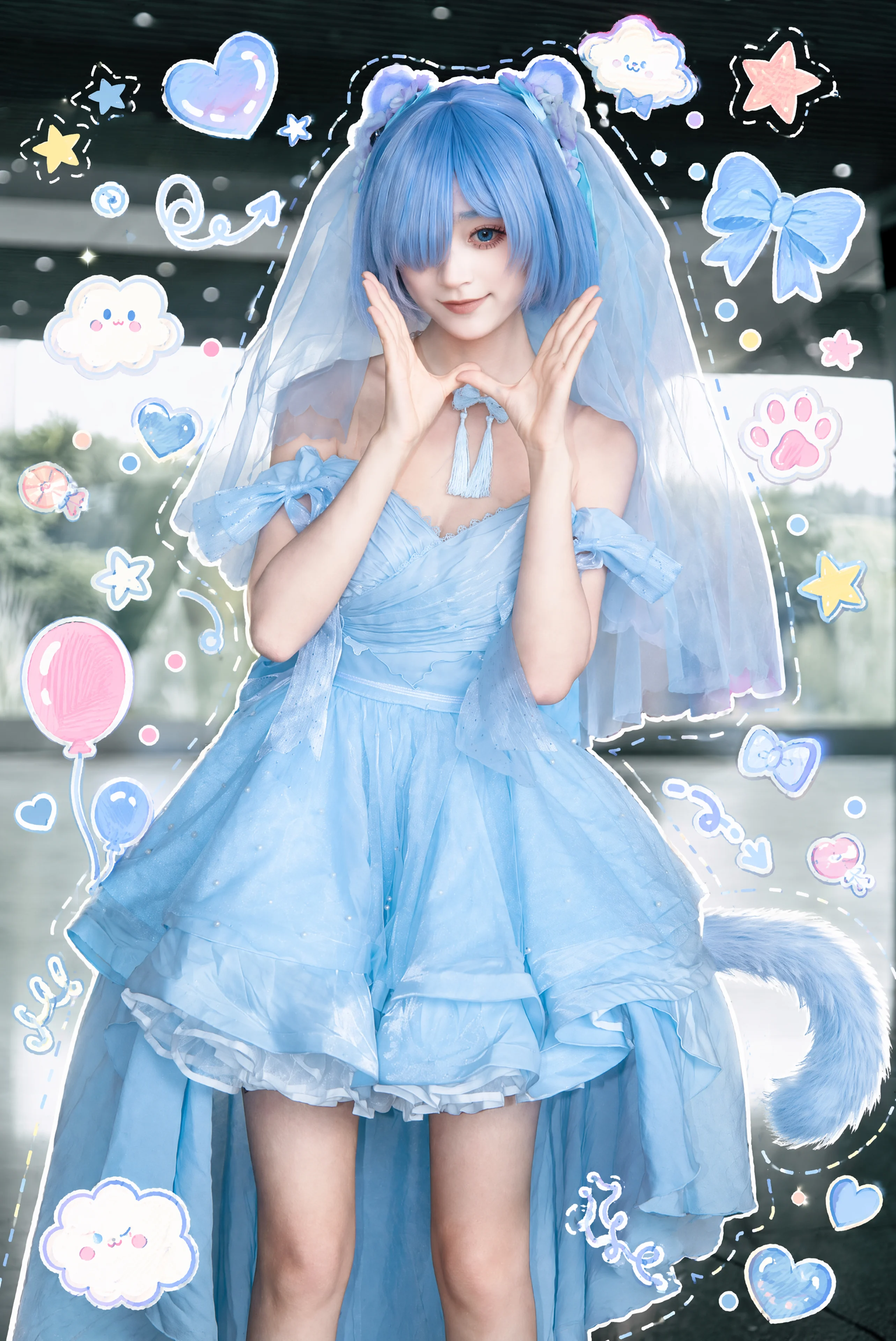[Rem cosplay] A Girl's Dreamy Blue Wedding Moment - Image 4