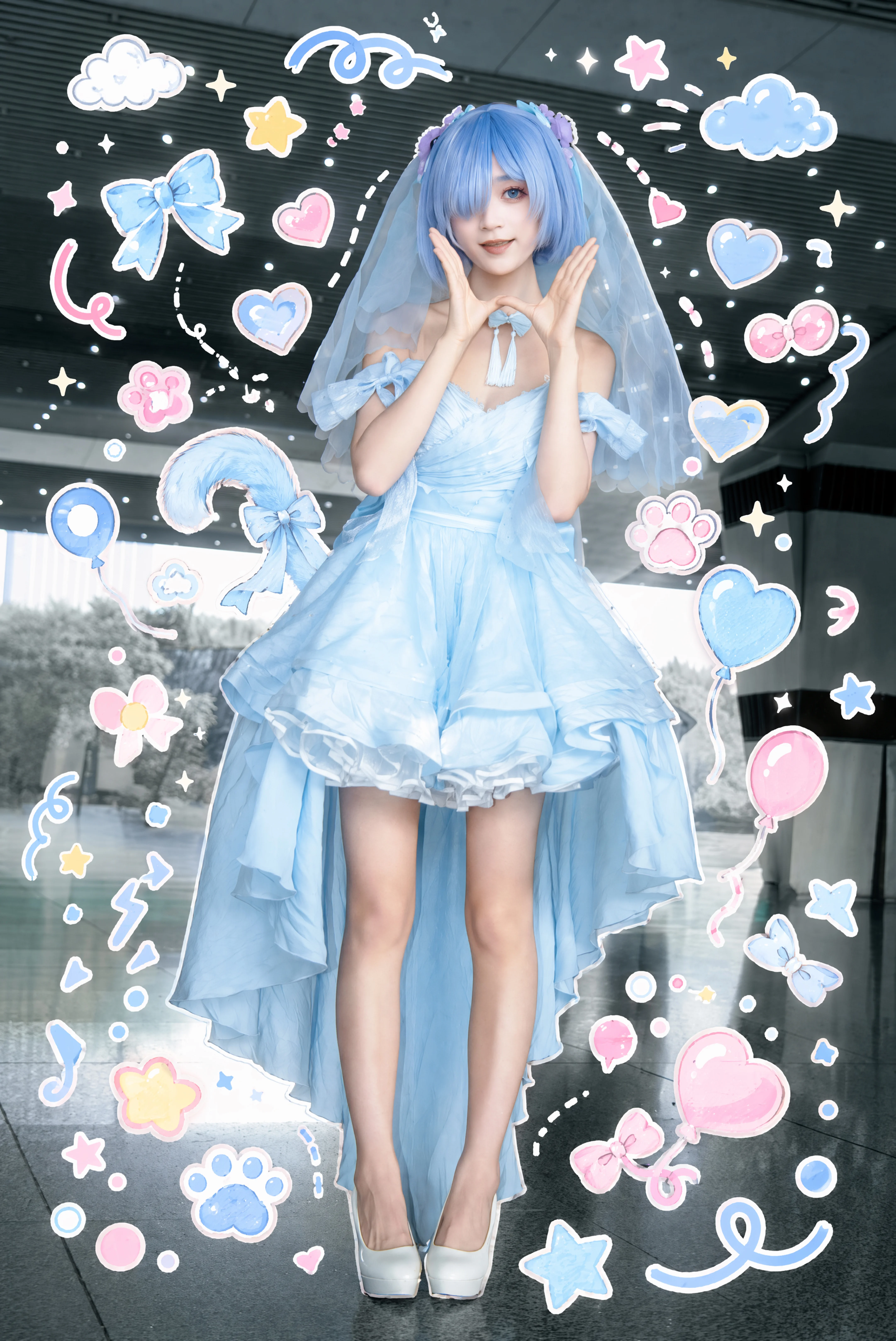 [Rem cosplay] A Girl's Dreamy Blue Wedding Moment - Image 6
