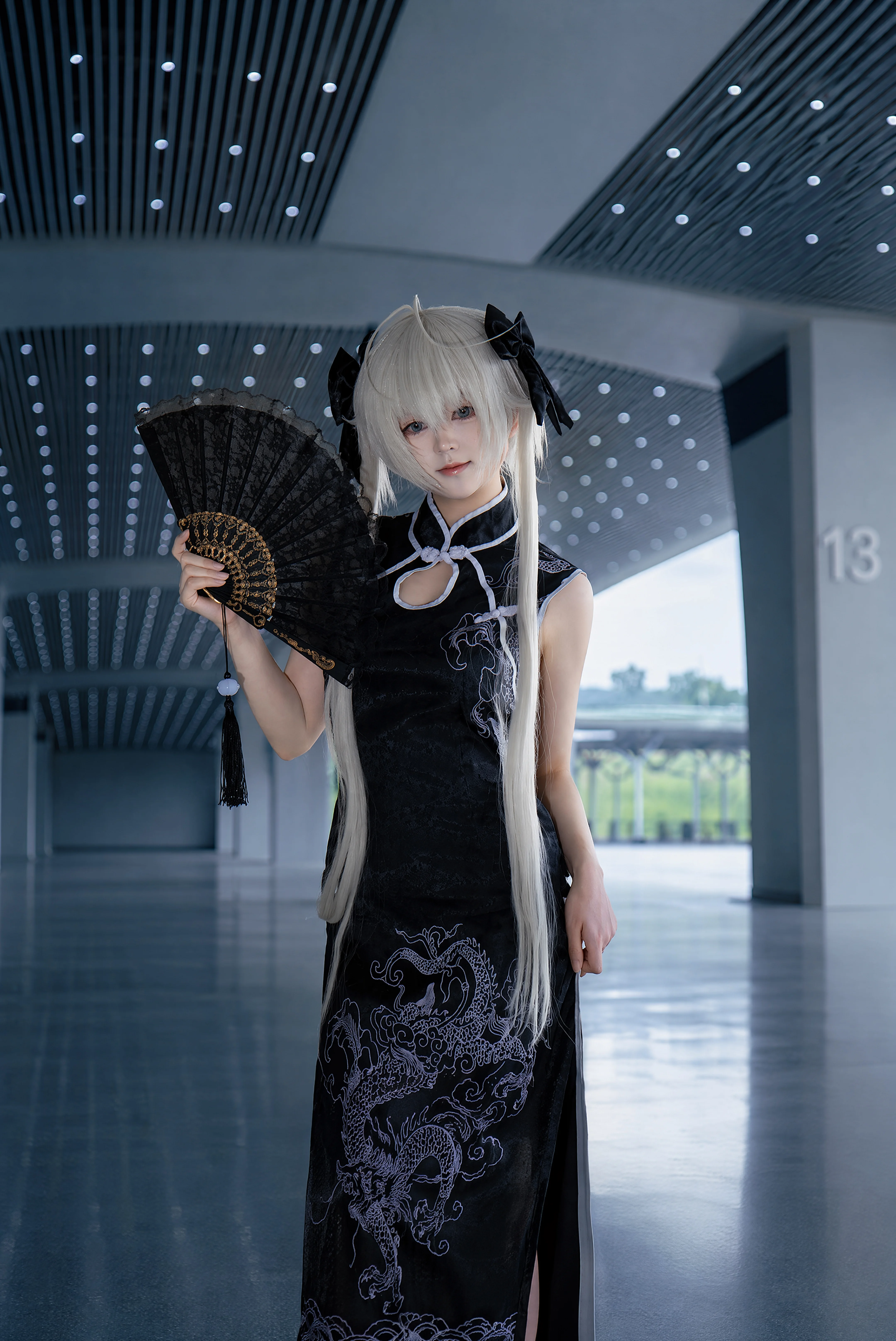 【春日野穹cos】缘之空穹妹穿上新中式龙纹旗袍真挺搭的 - 第 3 张