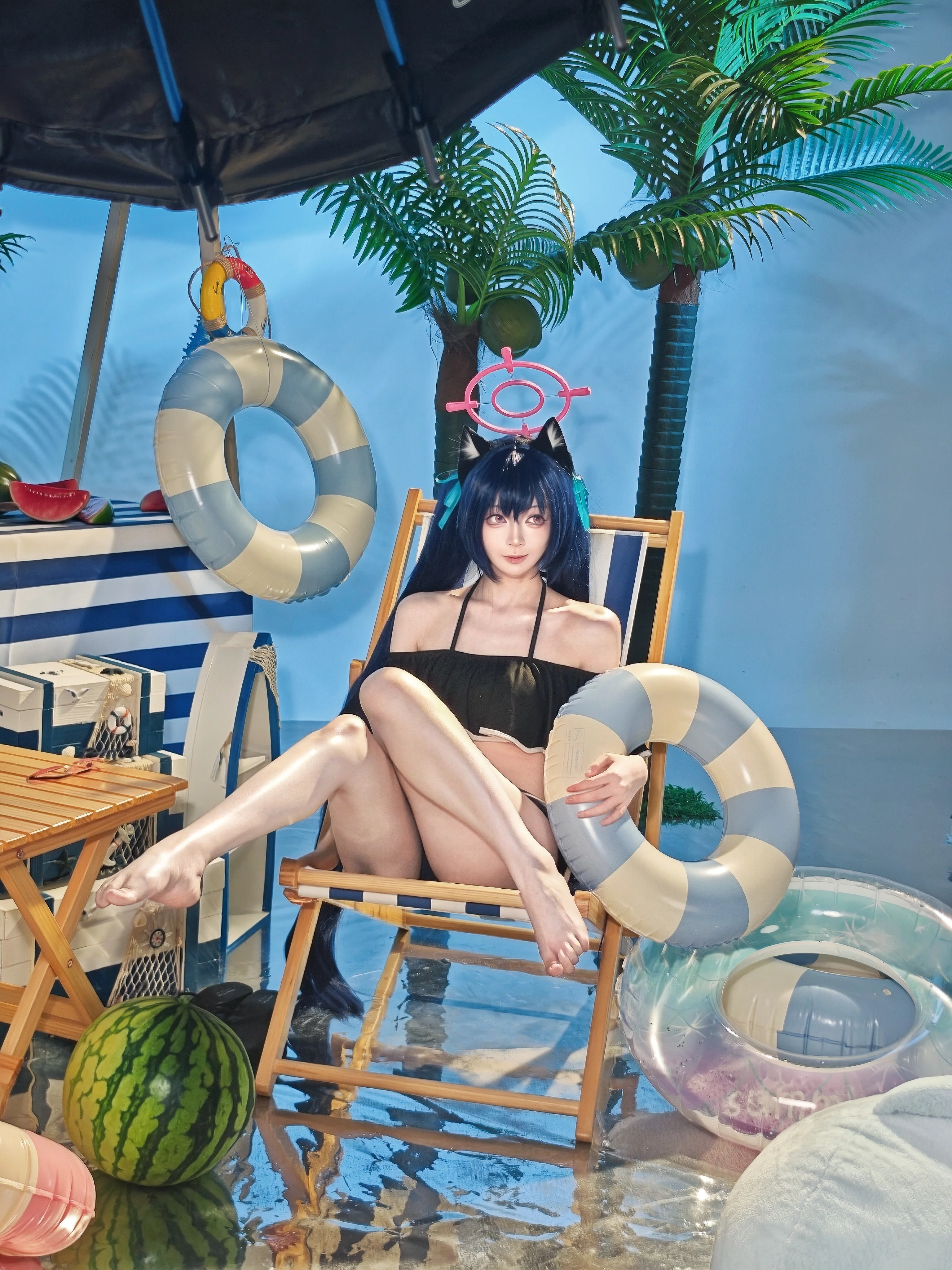 【黑見芹香cos】夏日限定沙灘場景，蔚藍檔案泳裝實錄 - 第 3 張