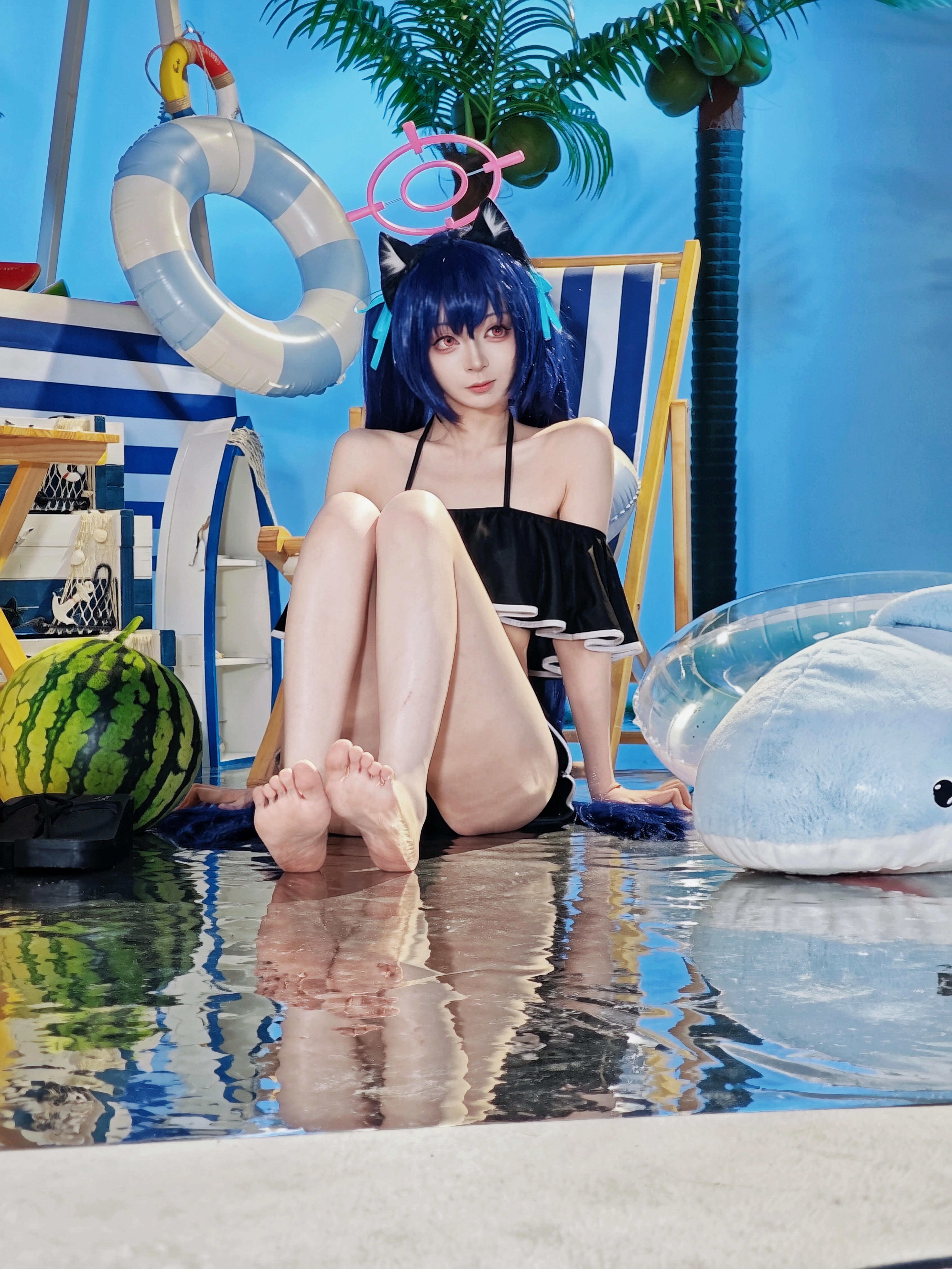 【黑見芹香cos】蔚藍檔案泳裝夏日，沙灘上的小貓貓 - 第 2 張