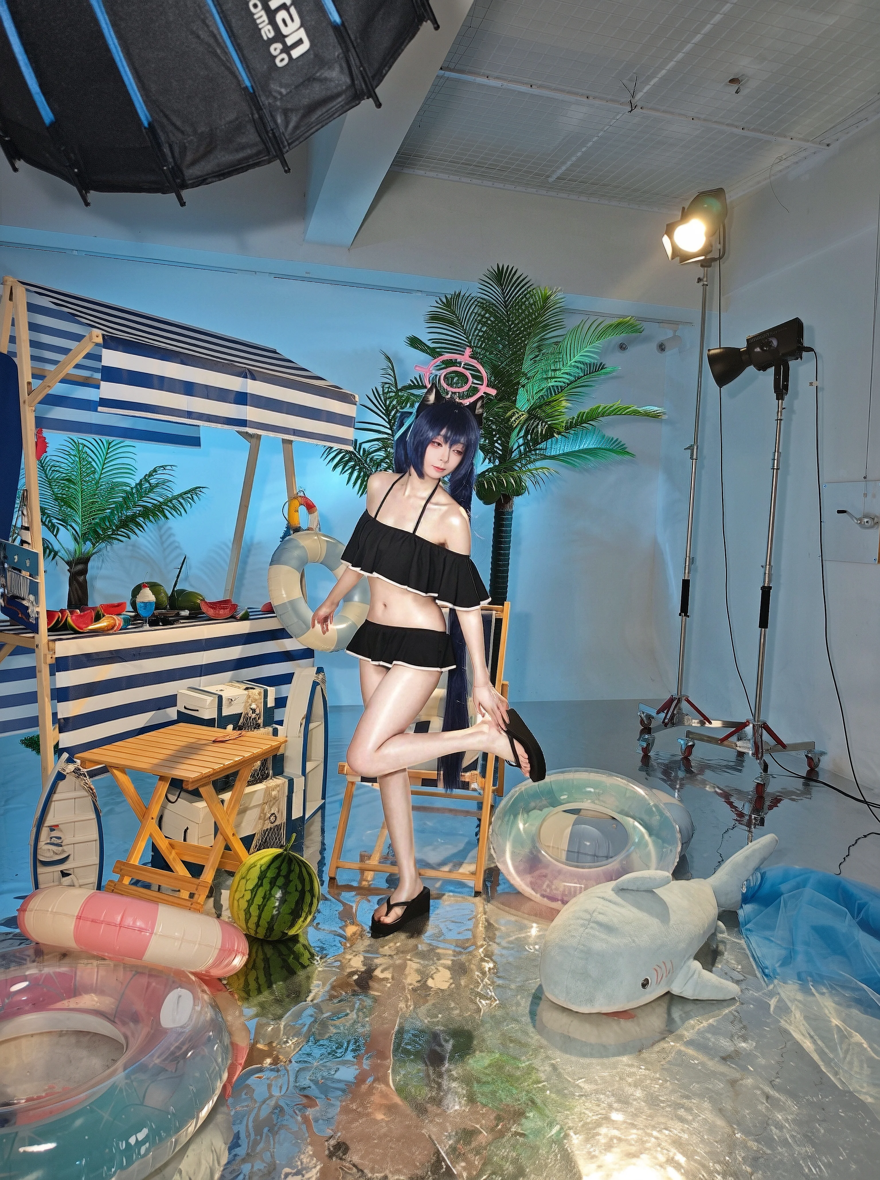 【黑見芹香cos】蔚藍檔案泳裝夏日，沙灘上的小貓貓 - 第 3 張
