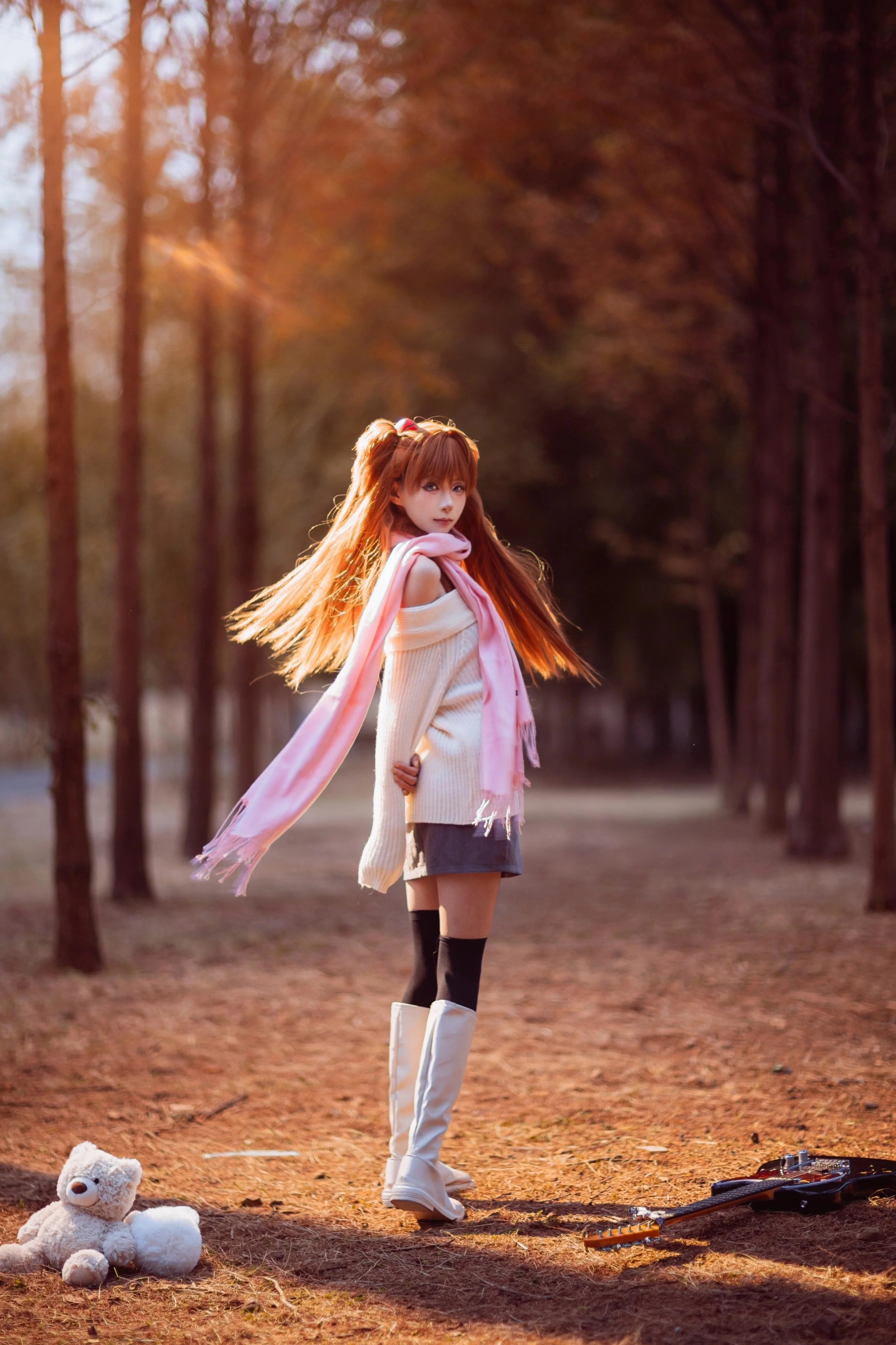 【明日香cos】福州水杉林里的冬日红，新世纪福音战士冬服出片