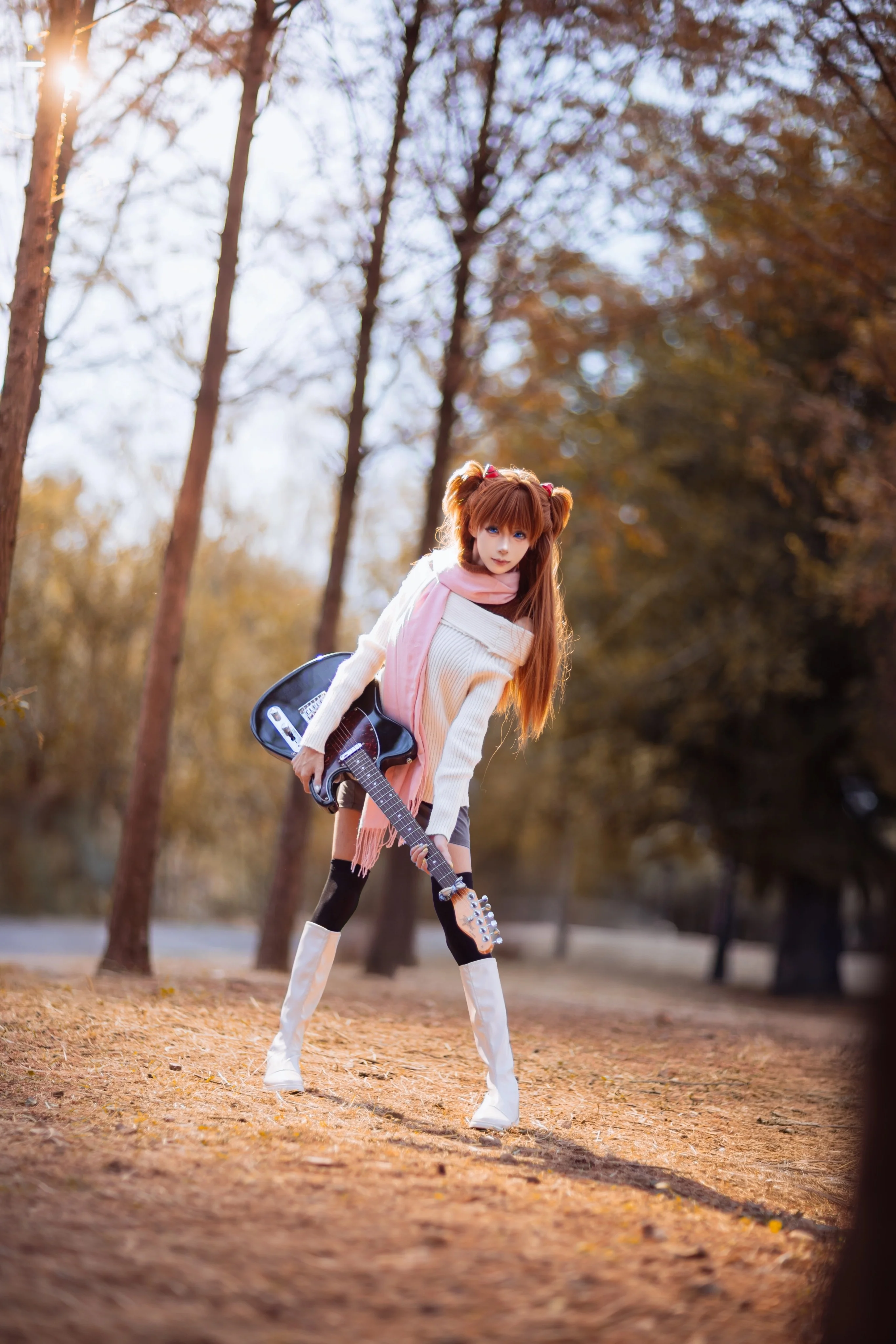 【明日香cos】福州水杉林里的冬日红，新世纪福音战士冬服出片 - 第 7 张