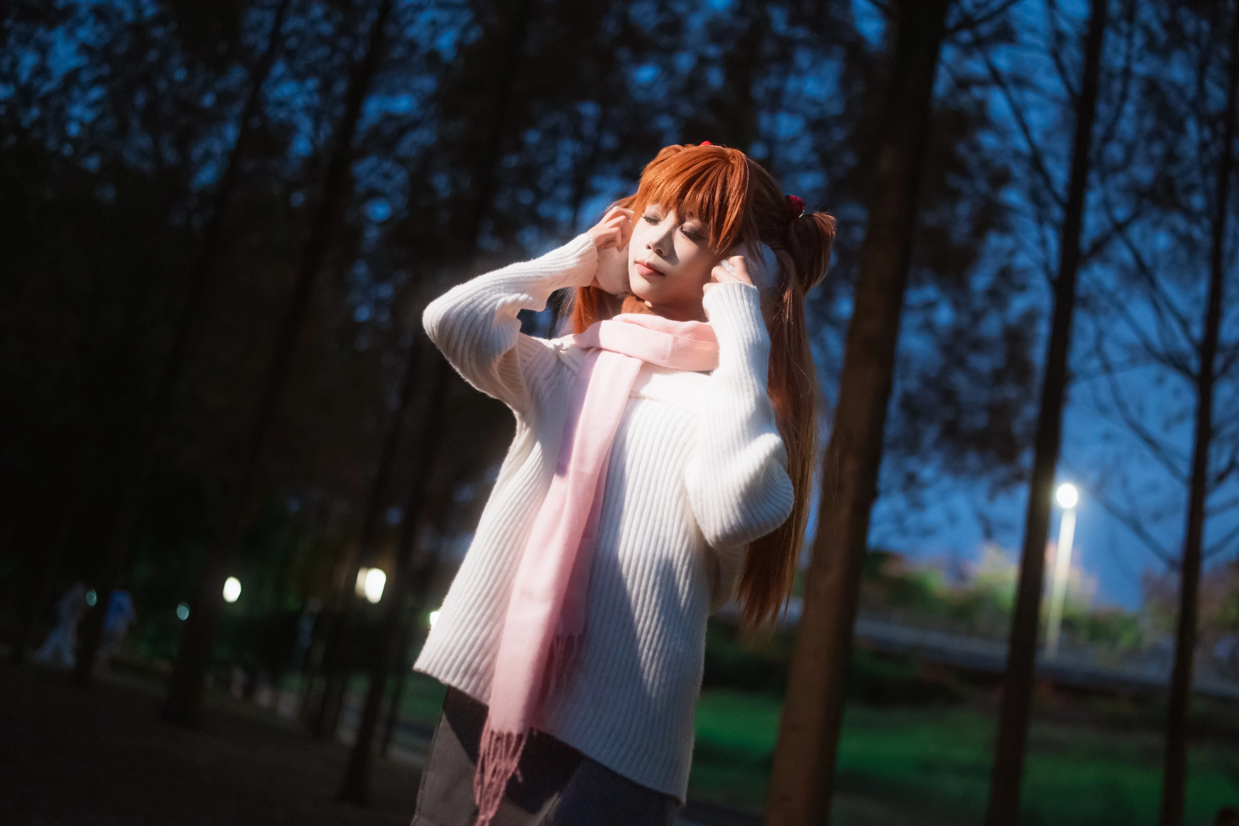 【明日香cos】福州水杉林里的冬日红，新世纪福音战士冬服出片 - 第 8 张