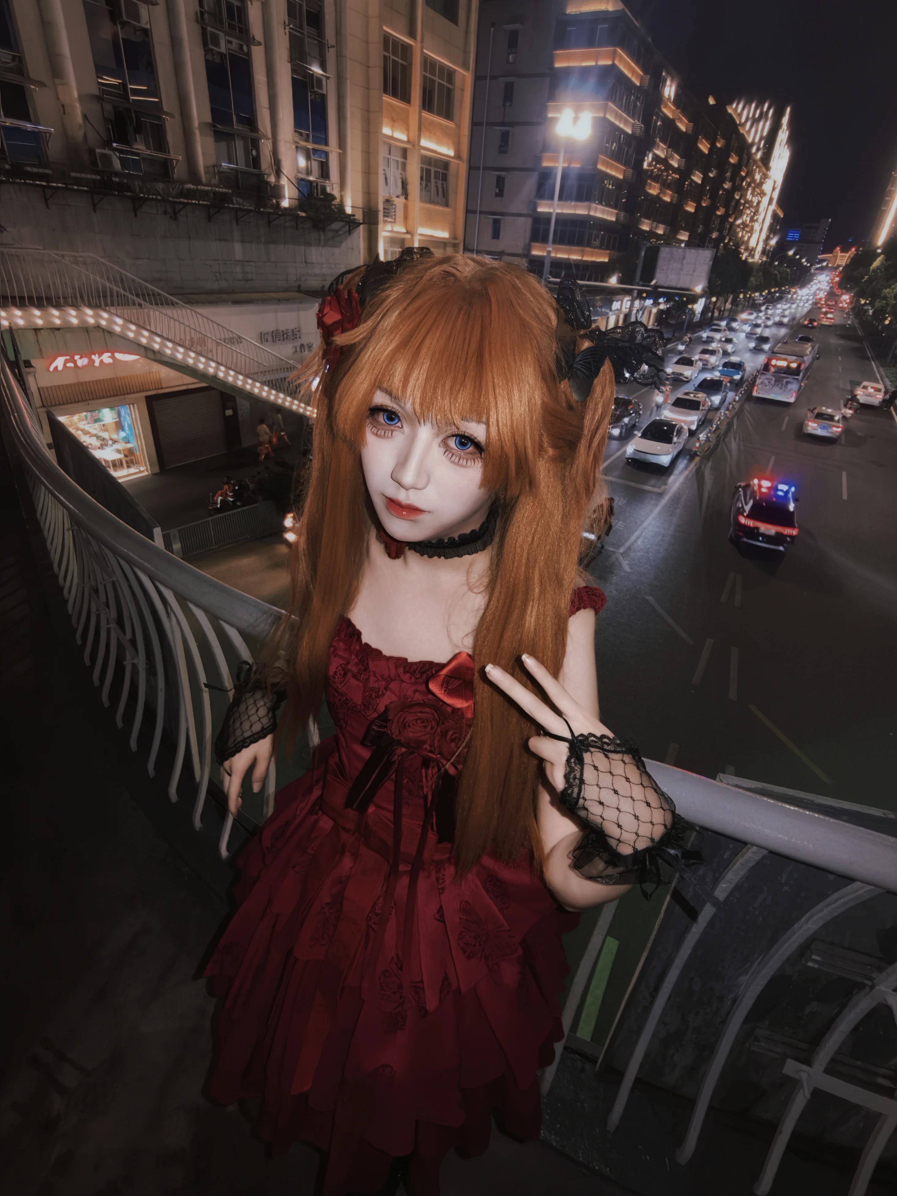 【明日香cos】EVA的红色身影，夜拍街头的第二适格者
