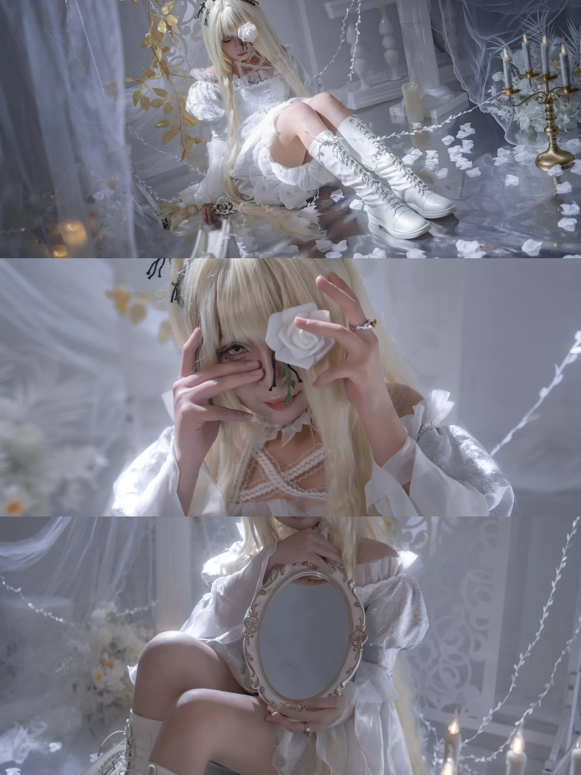 【雪华绮晶cos】蔷薇少女的白蔷薇与镜中幻影 - 第 1 张