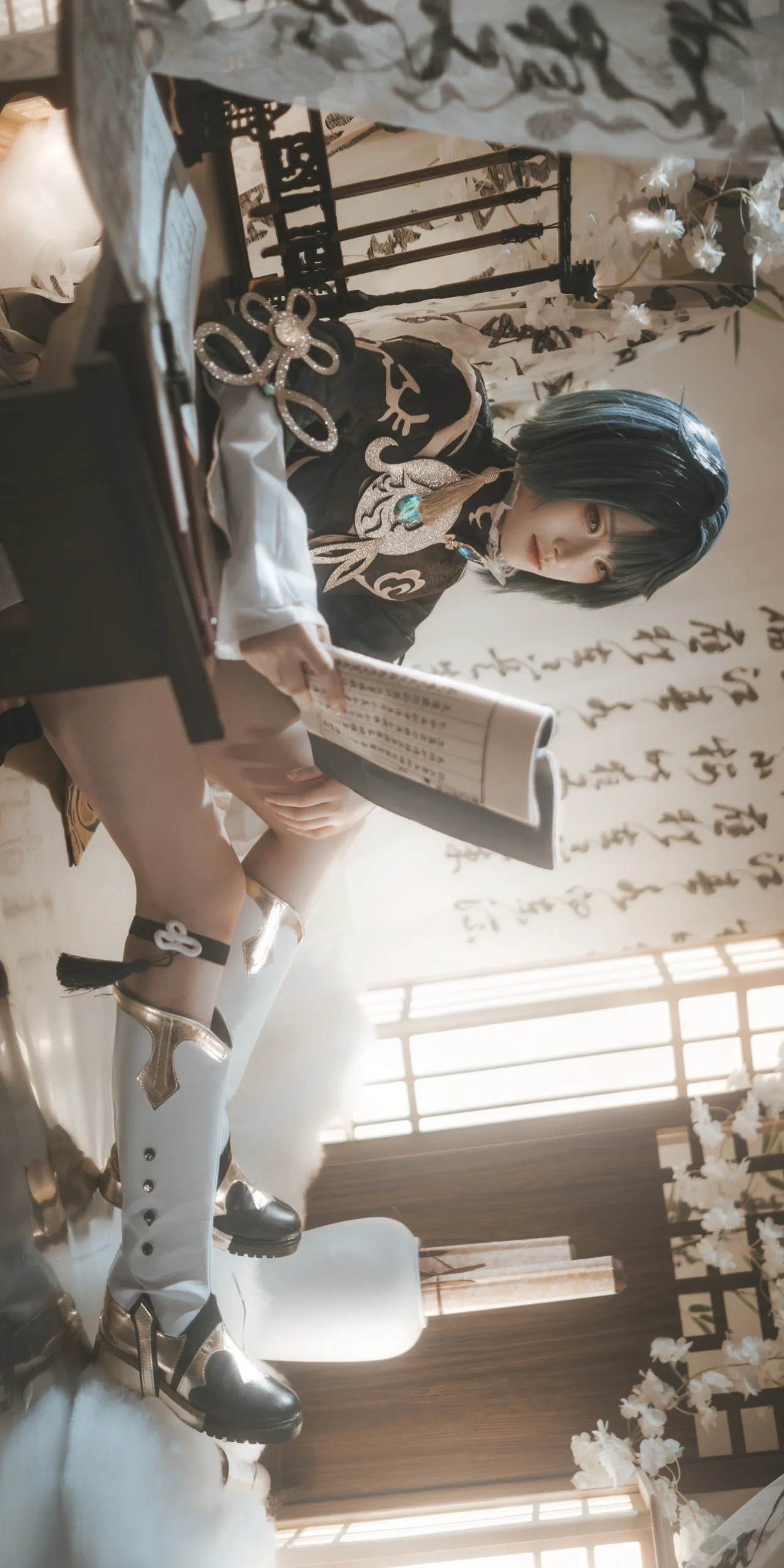 【行秋cos】墨色纸香间的诗意，沉浸于行秋的文人世界 - 第9张