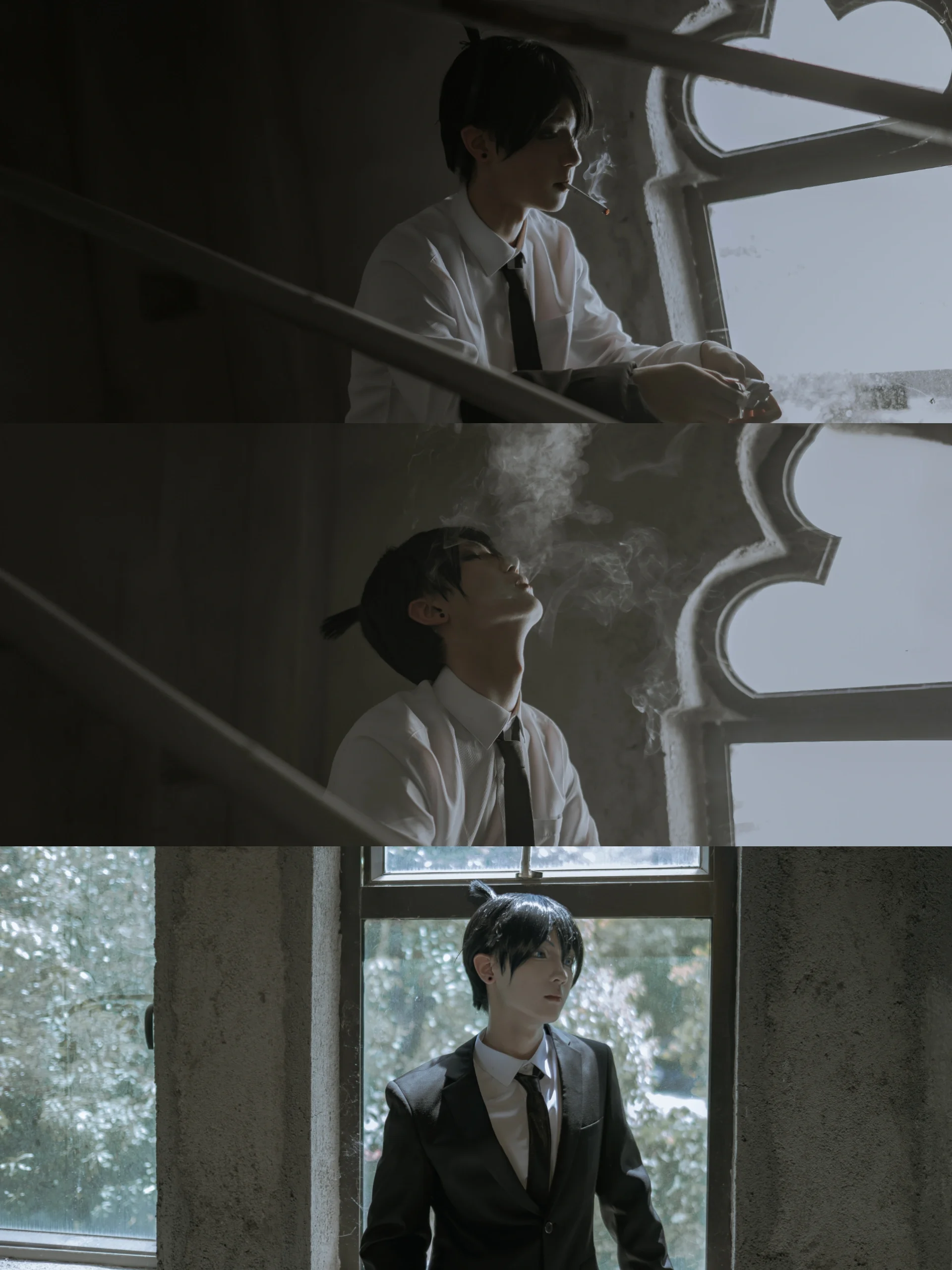【早川秋cos】在梅州的旧建筑里，捕捉到属于他的沉静与压抑 - 第2张