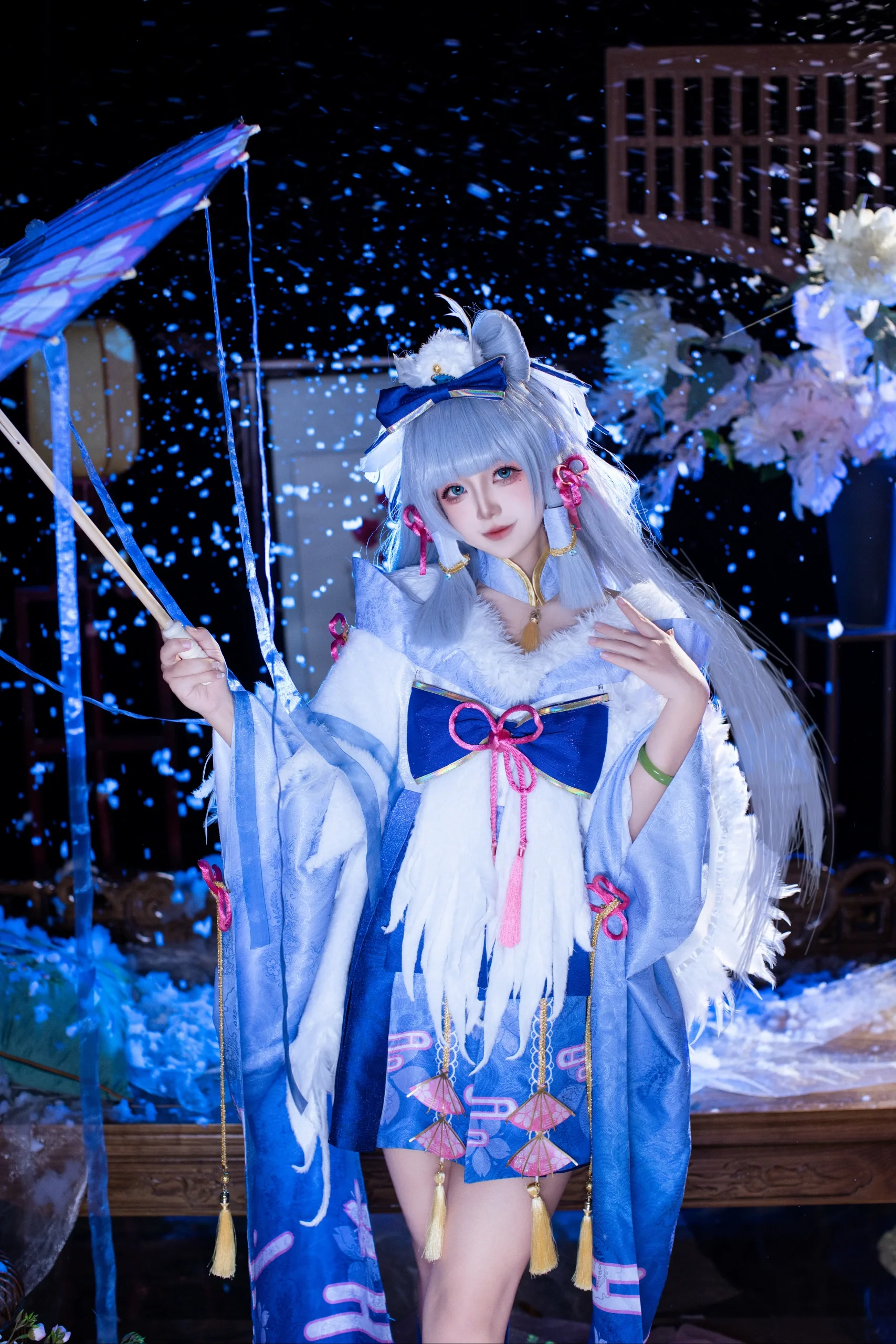 【神里绫华cos】同人白鹭樱华的雪景棚拍