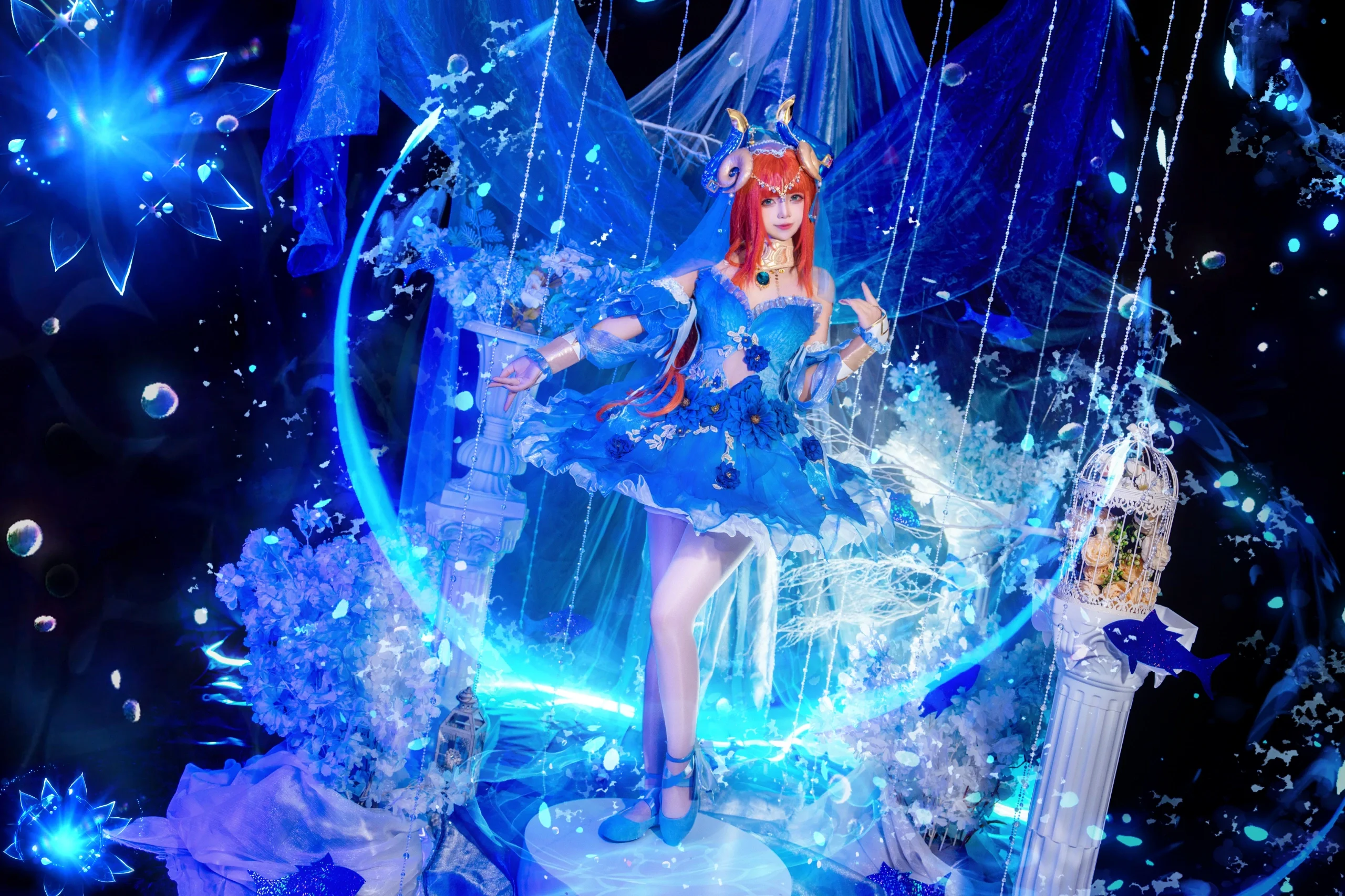 【妮露cos】原神水元素芭蕾同人，幽蓝梦幻的舞台 - 第 3 张