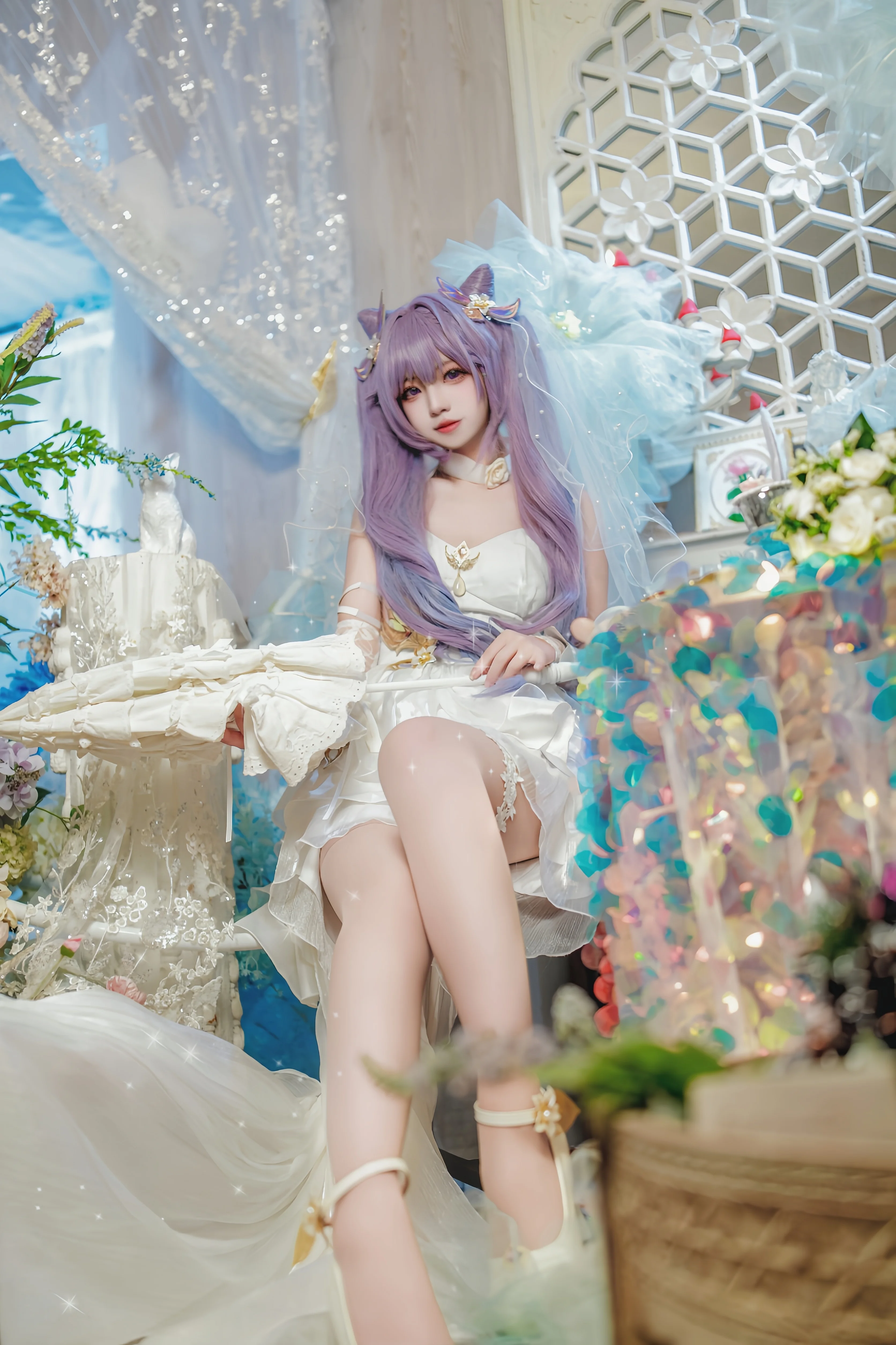 【刻晴cos】原神刻晴的纯白婚纱造型 - 第 3 张