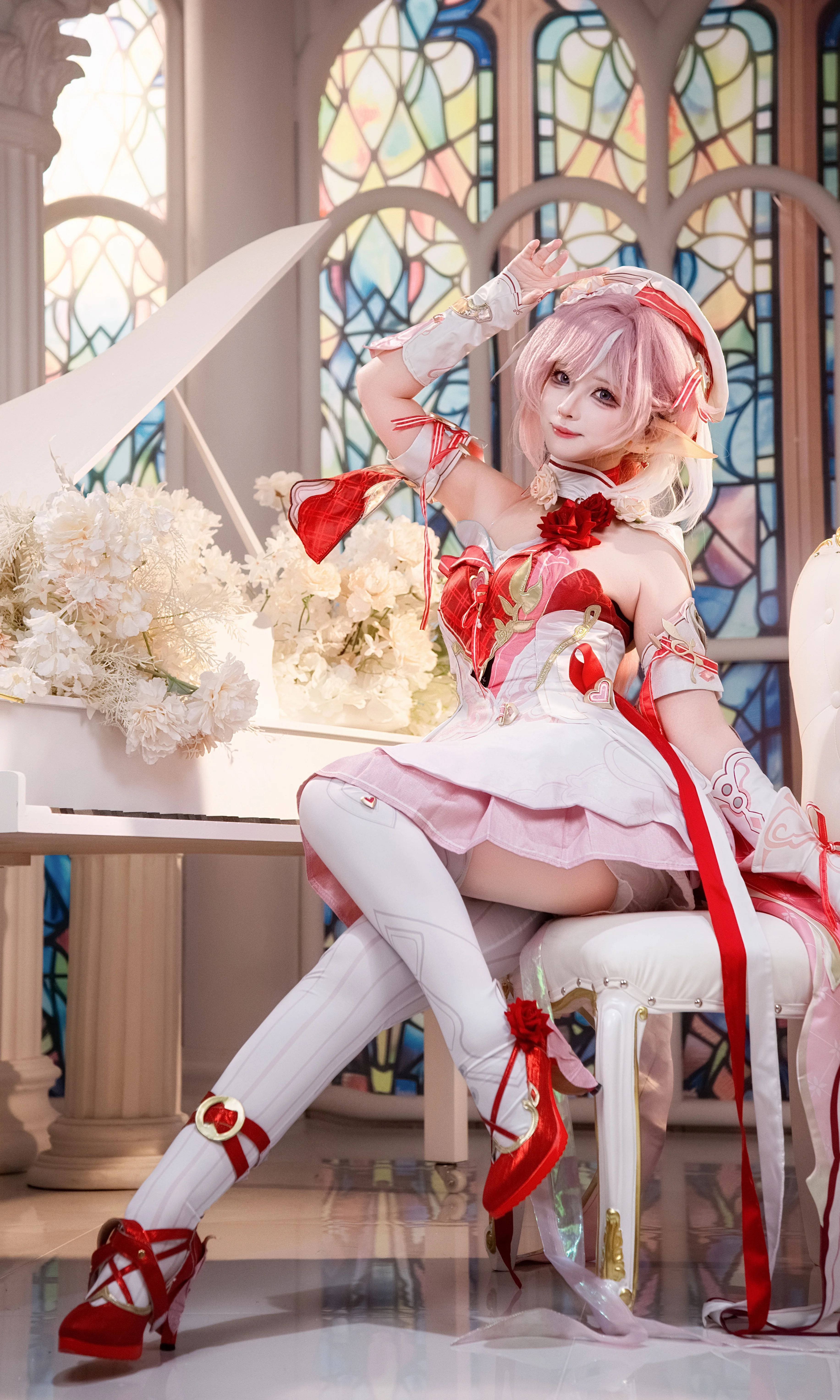 【エリシア コスプレ】崩壊 3rdの「愛願の妖精」、レンズで捉える飛花と琴の音 - 3 枚目