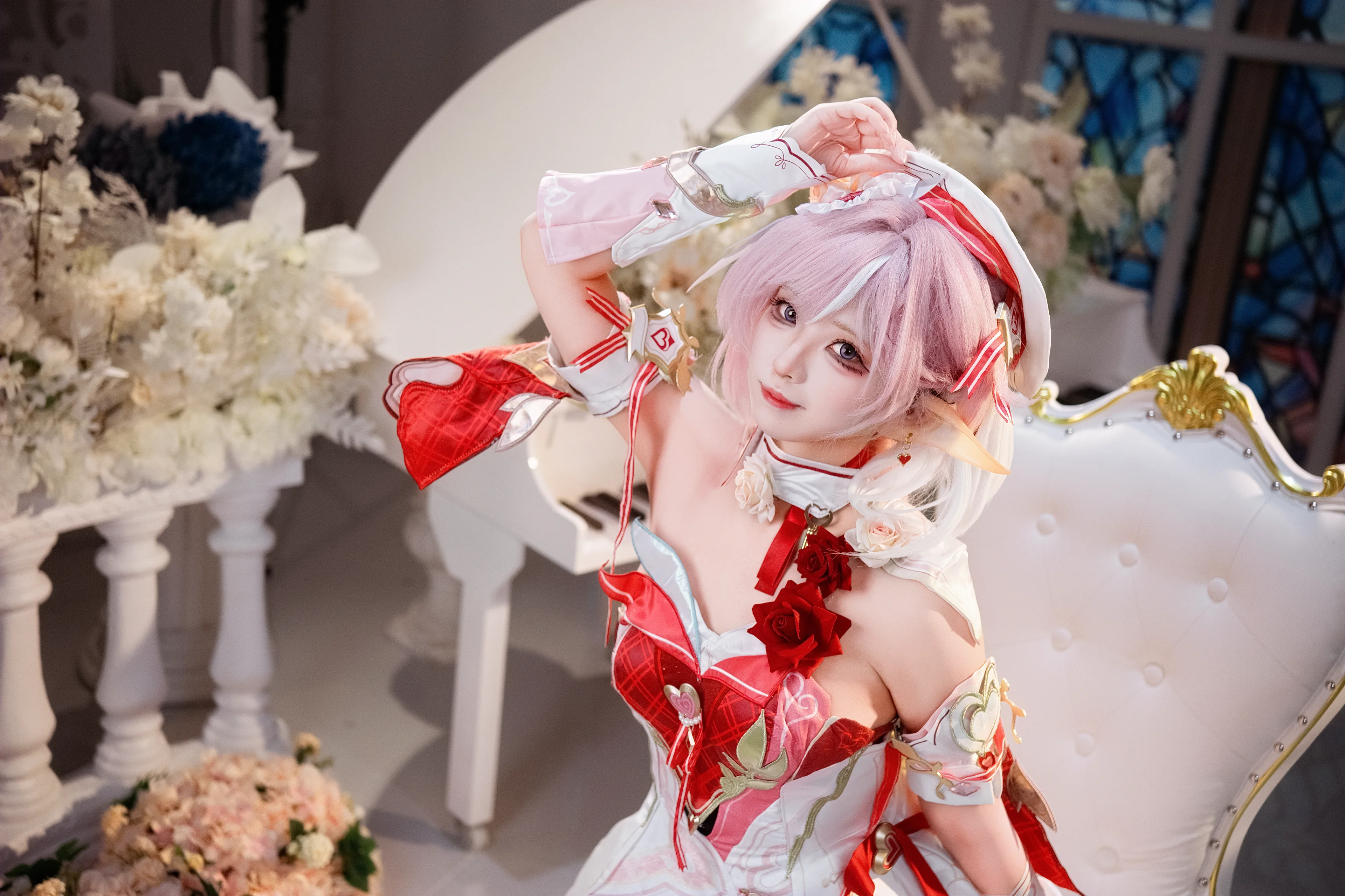 【爱莉希雅cos】崩坏3里的粉色妖精与彩绘玻璃窗 - 第 6 张