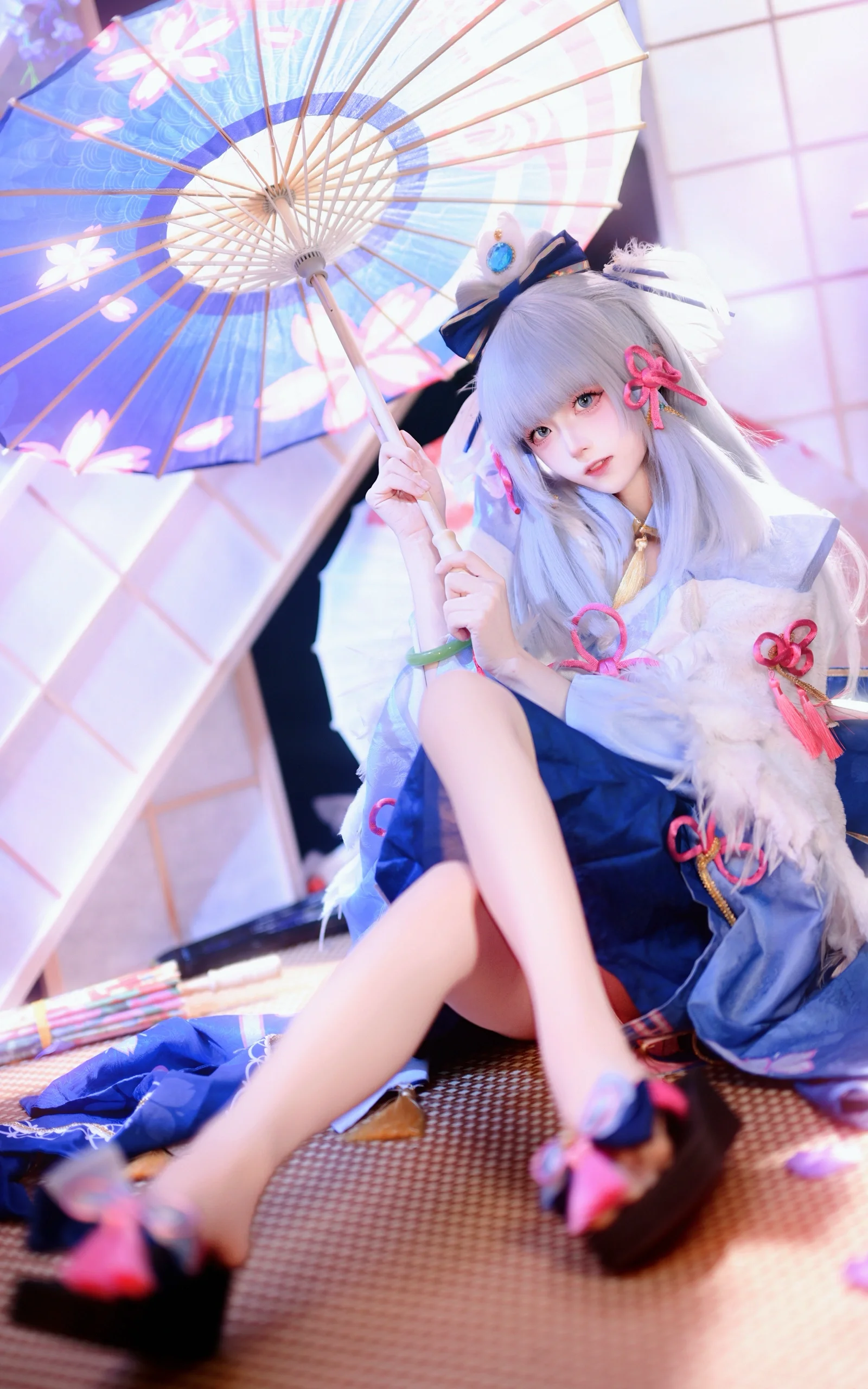 【神里綾華 コスプレ】白鷺の姫君、桜の木の下での誘い - 2 枚目