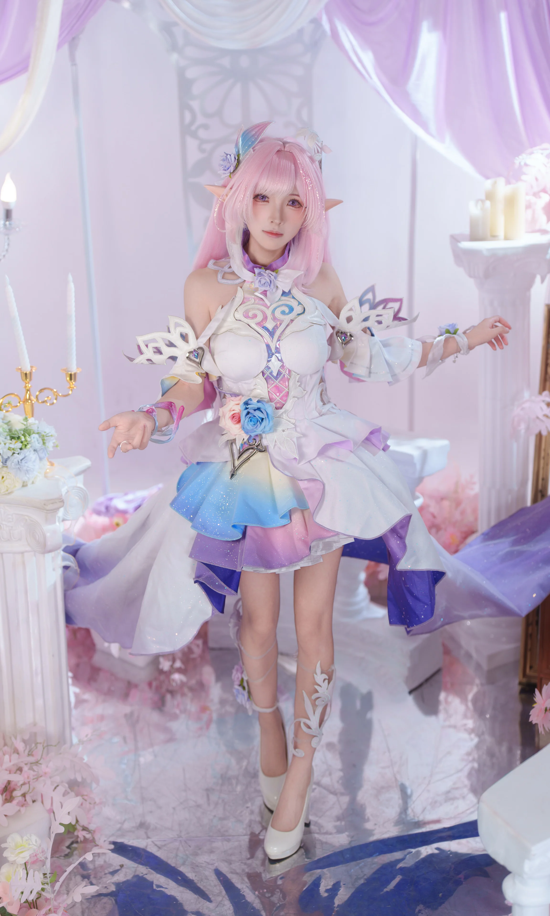 【昔涟cos】崩坏星穹铁道的幻梦精灵，粉紫渐变裙摆还原