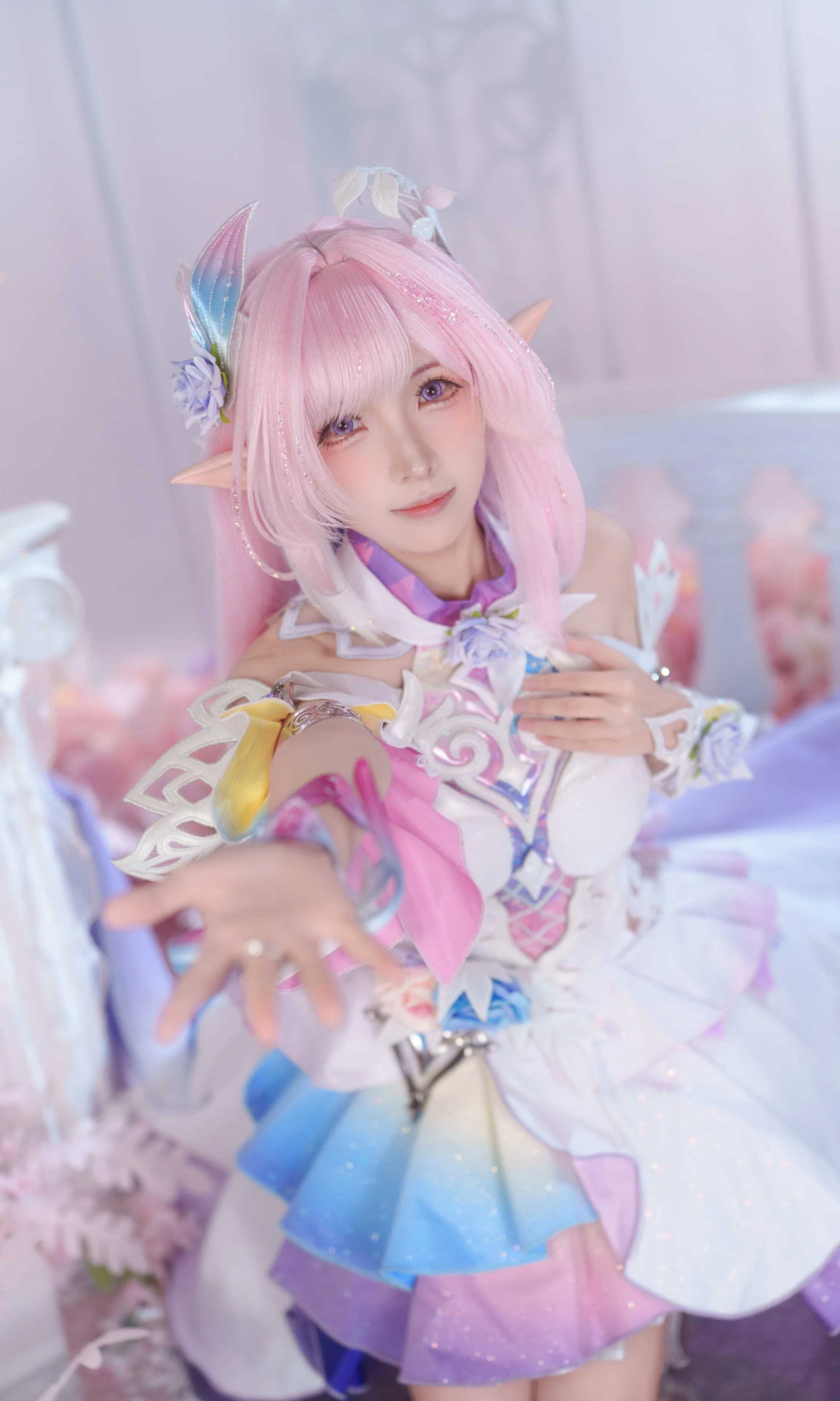 【昔涟cos】崩坏星穹铁道的幻梦精灵，粉紫渐变裙摆还原 - 第 2 张