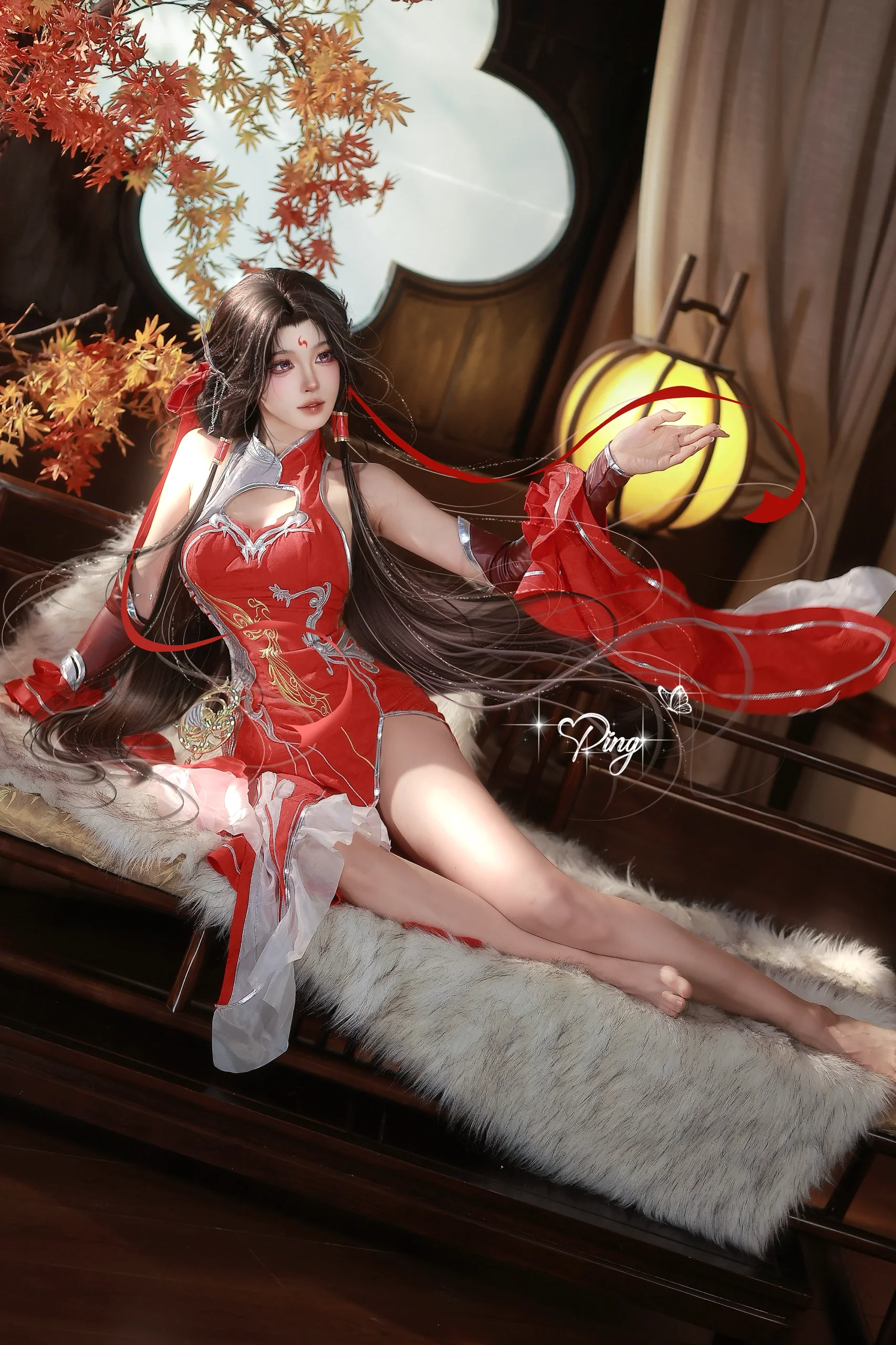 【火灵儿cos】完美世界火灵儿，火桑花开的红色回响 - 第 1 张