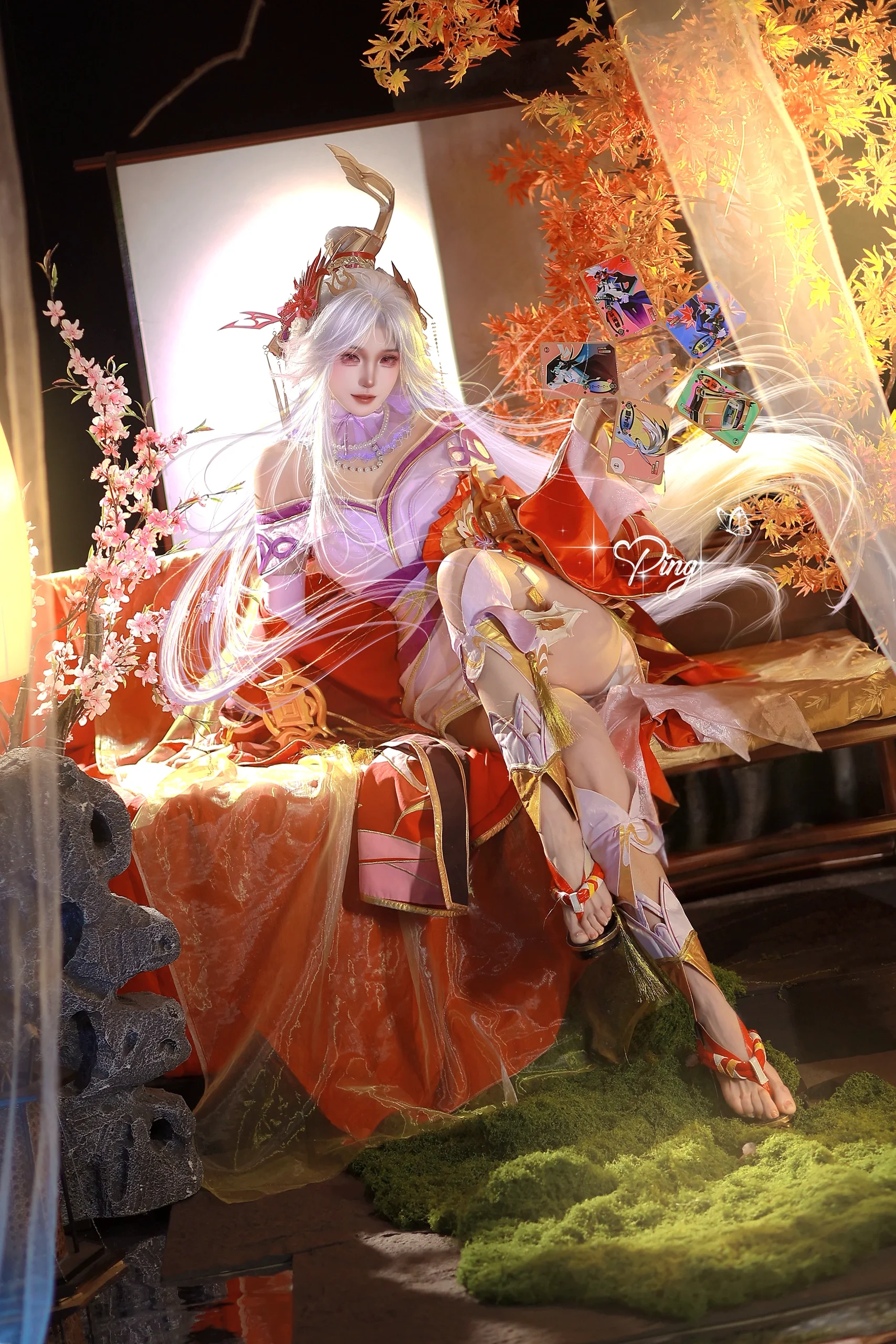 【不知火舞cos】花合鬥皮膚的無雙姿態，紅葉下的魅影 - 第 1 張