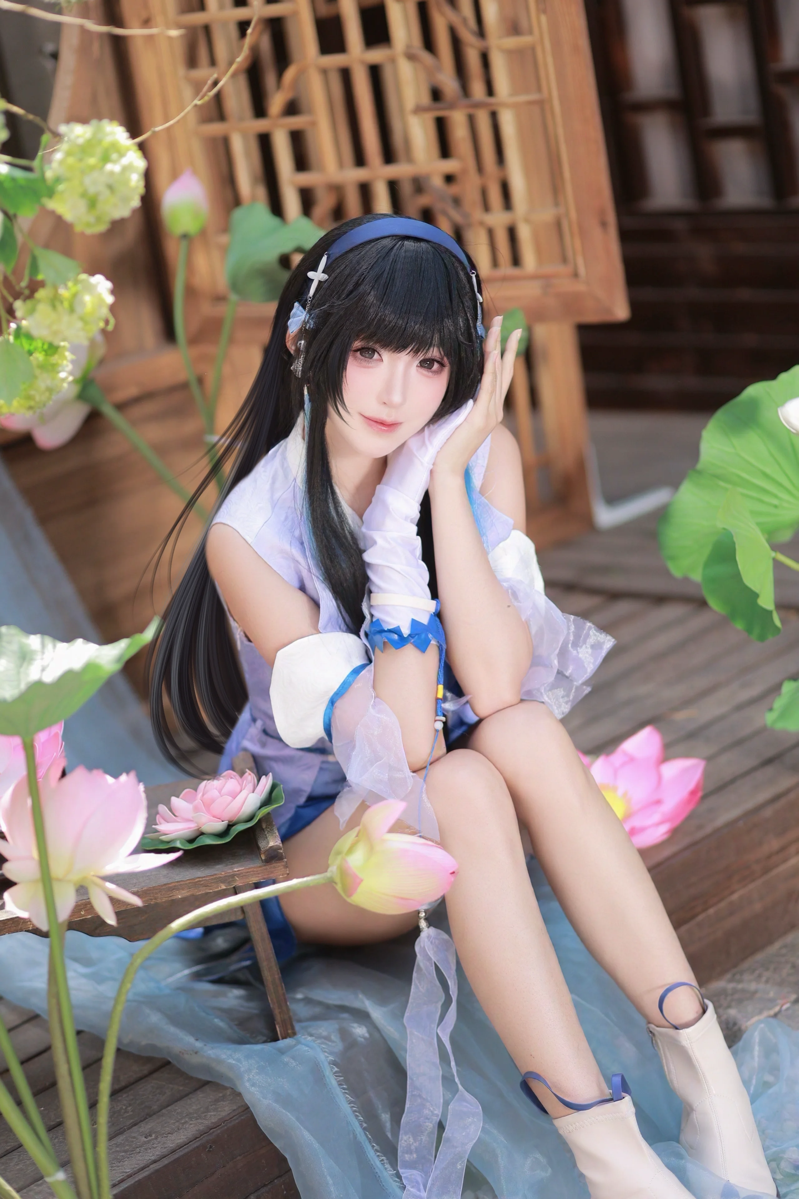 【西施コスプレ】王者栄耀 西施オリジナルスキン、江南の蓮池のほとりでのポーズ集 - 3 枚目