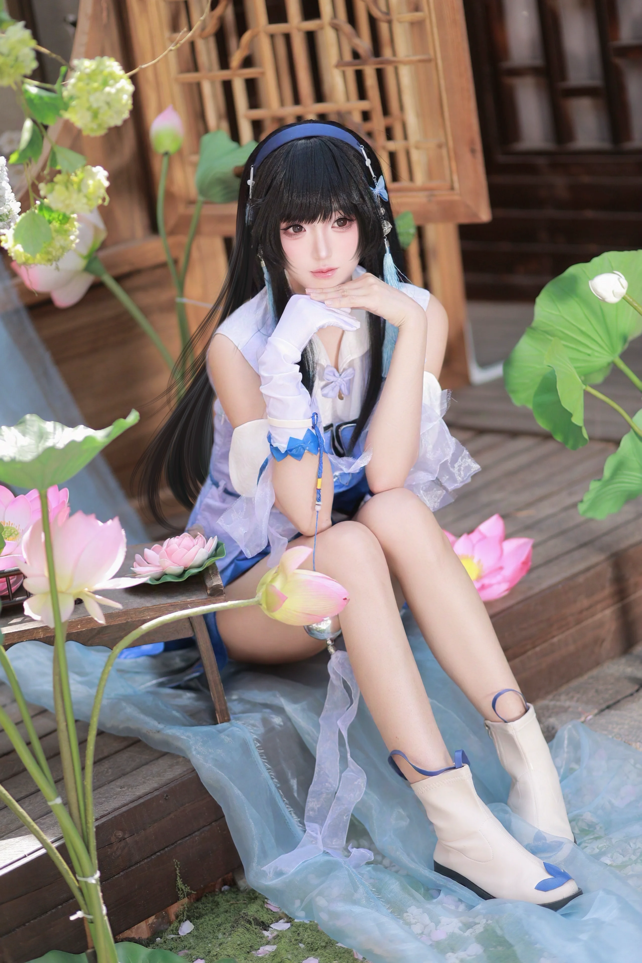 【西施コスプレ】王者栄耀 西施オリジナルスキン、江南の蓮池のほとりでのポーズ集 - 4 枚目