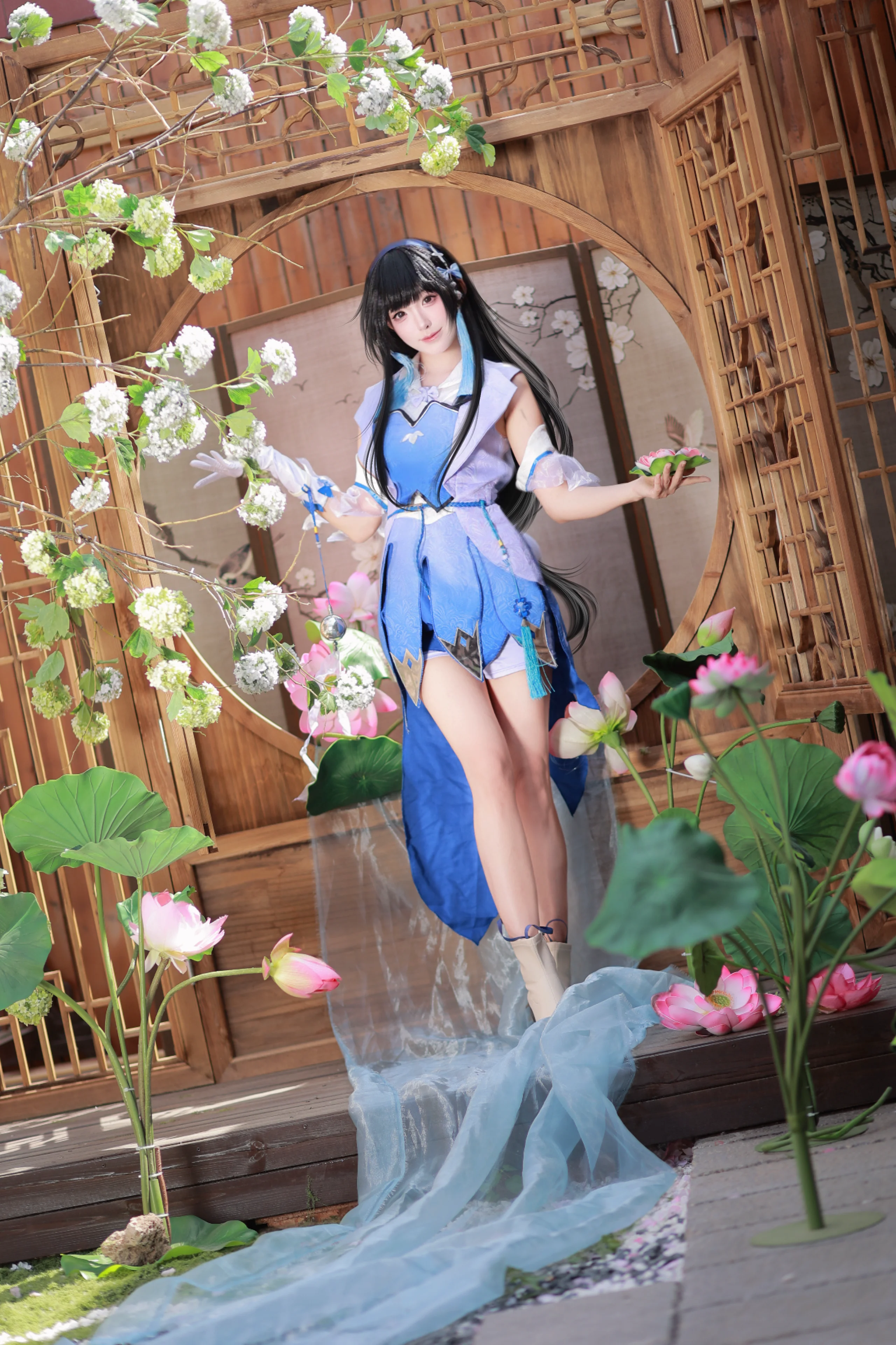 【西施コスプレ】王者栄耀 西施オリジナルスキン、江南の蓮池のほとりでのポーズ集