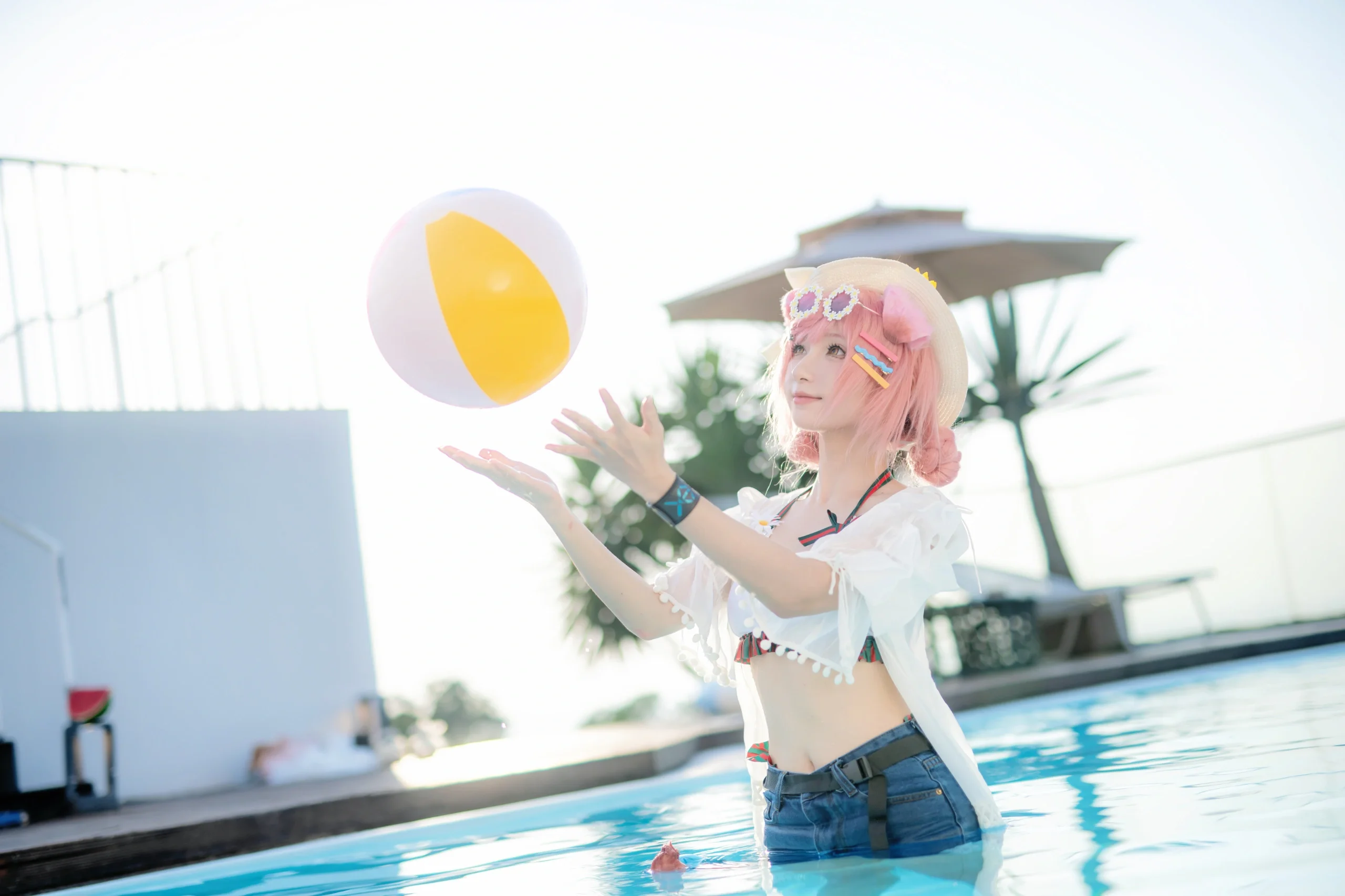 【澄闪cos】明日方舟夏卉泳装，定格夏日清凉瞬间 - 第 16 张