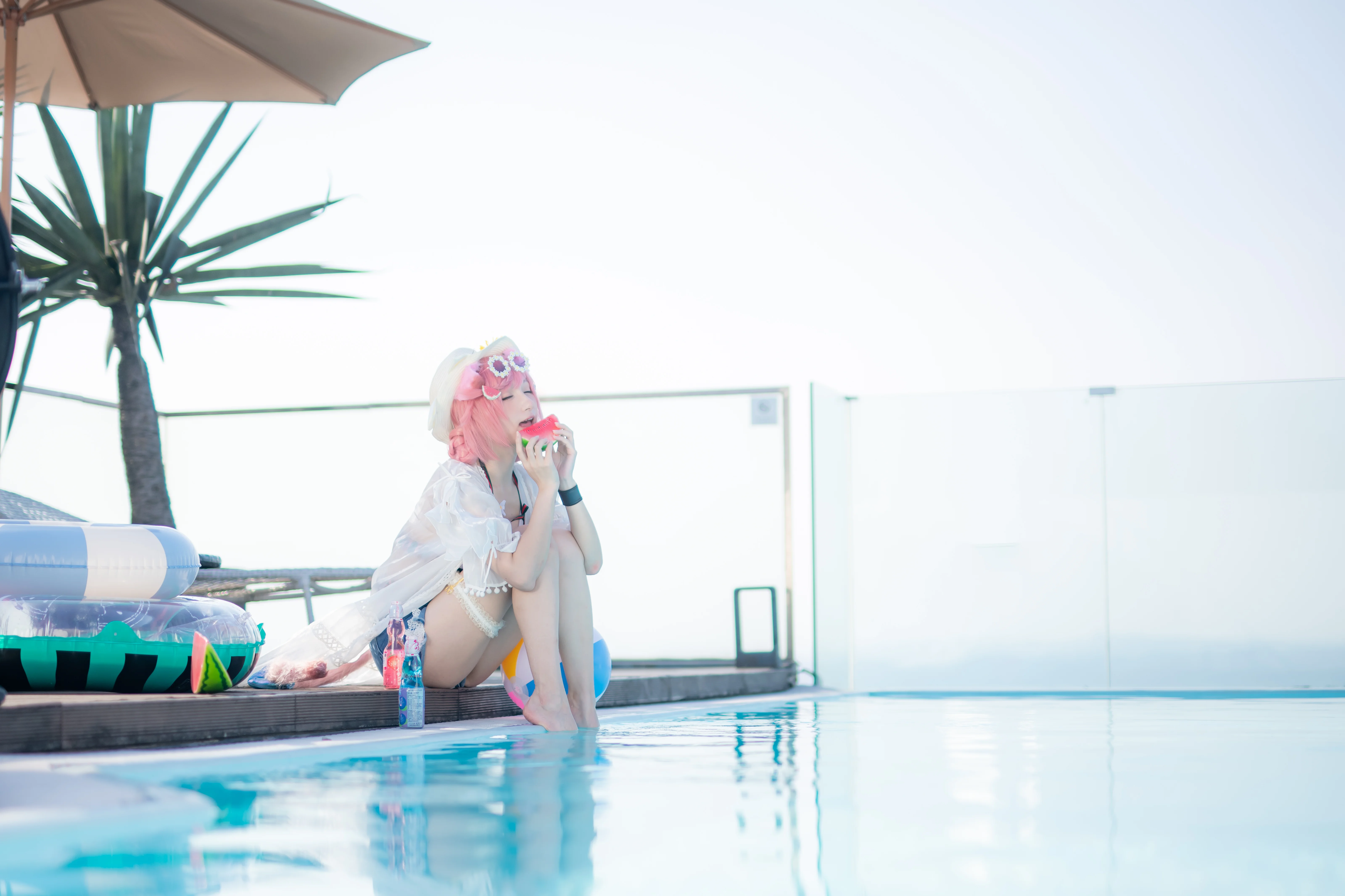【澄闪cos】明日方舟夏卉泳装，定格夏日清凉瞬间 - 第 9 张
