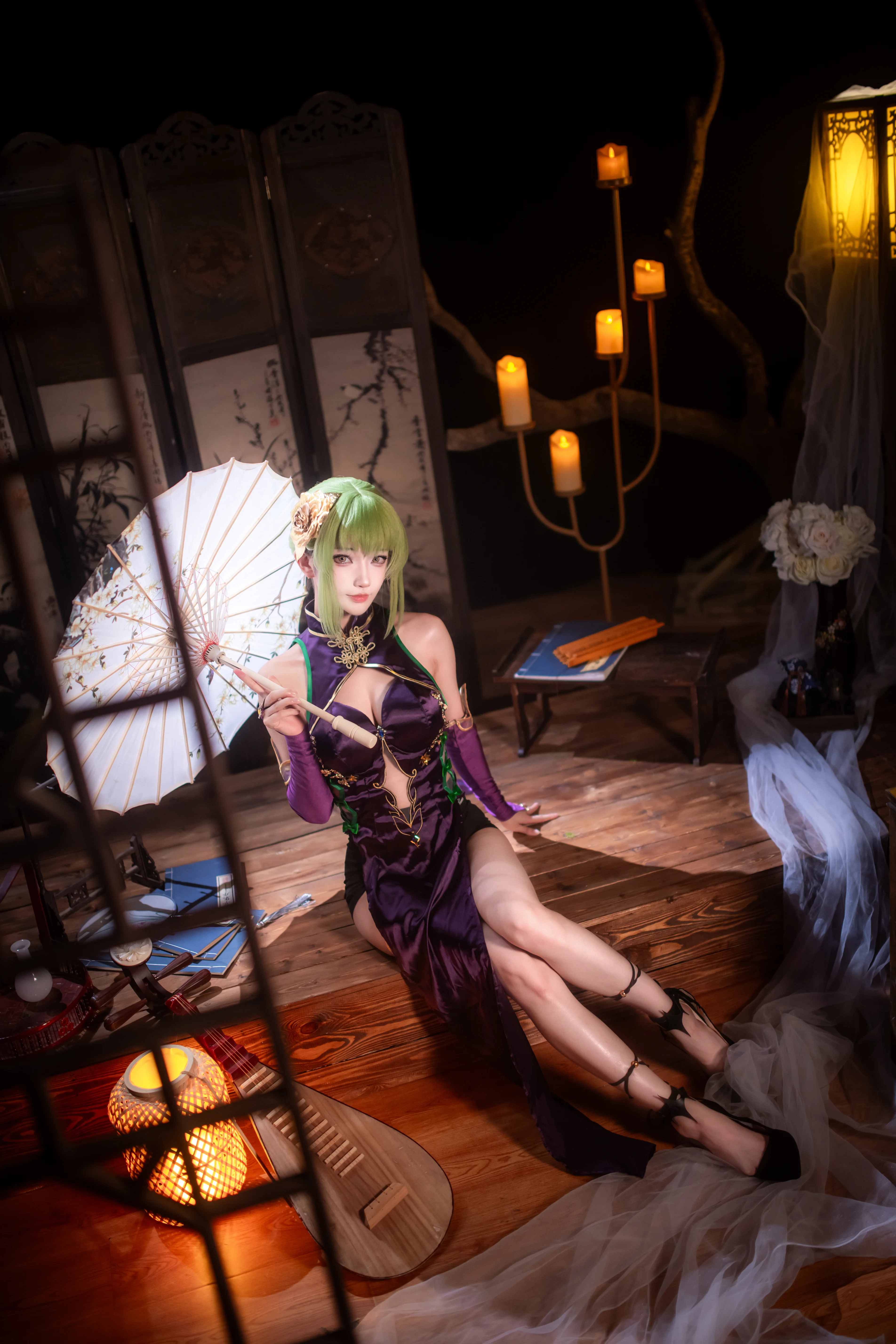 【C.C.cos】叛逆的魯路修，紫色旗袍下的魔女氣質