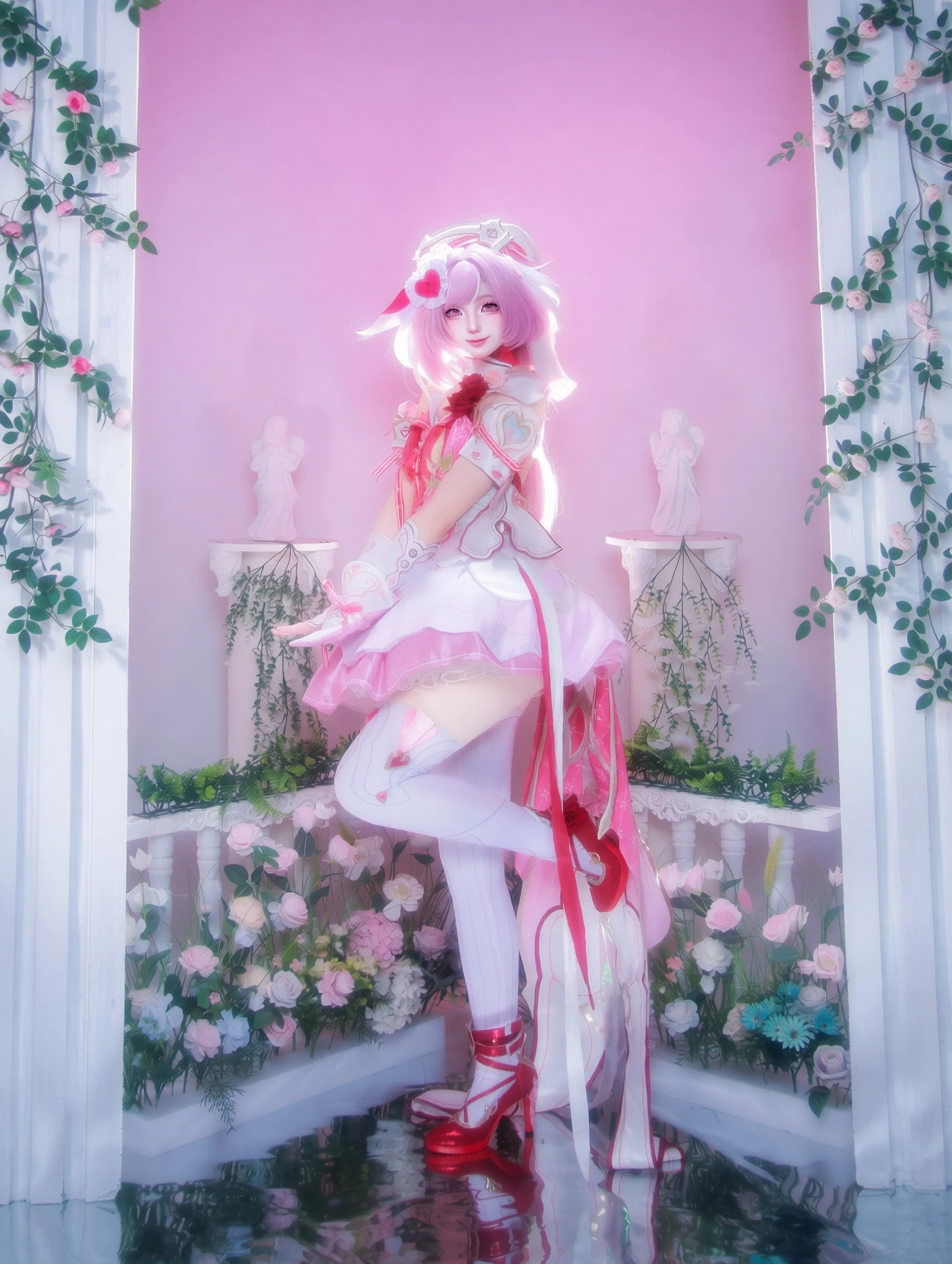 【爱莉希雅cos】粉色花海中的爱神使者