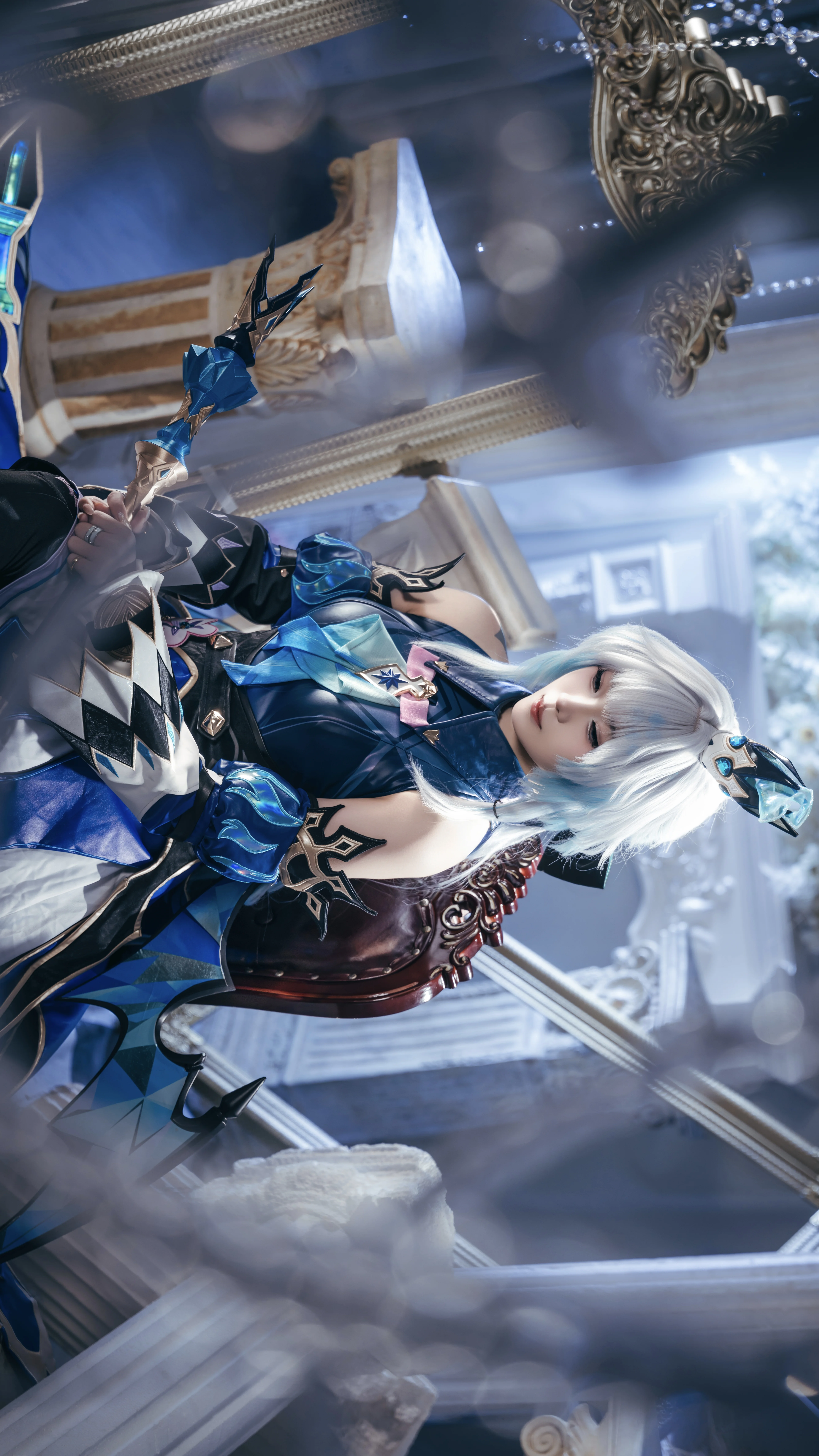 【ケリュドラ コスプレ】崩壊：スターレイルの盤面を支配する君主、青白系古典風 - 1 枚目