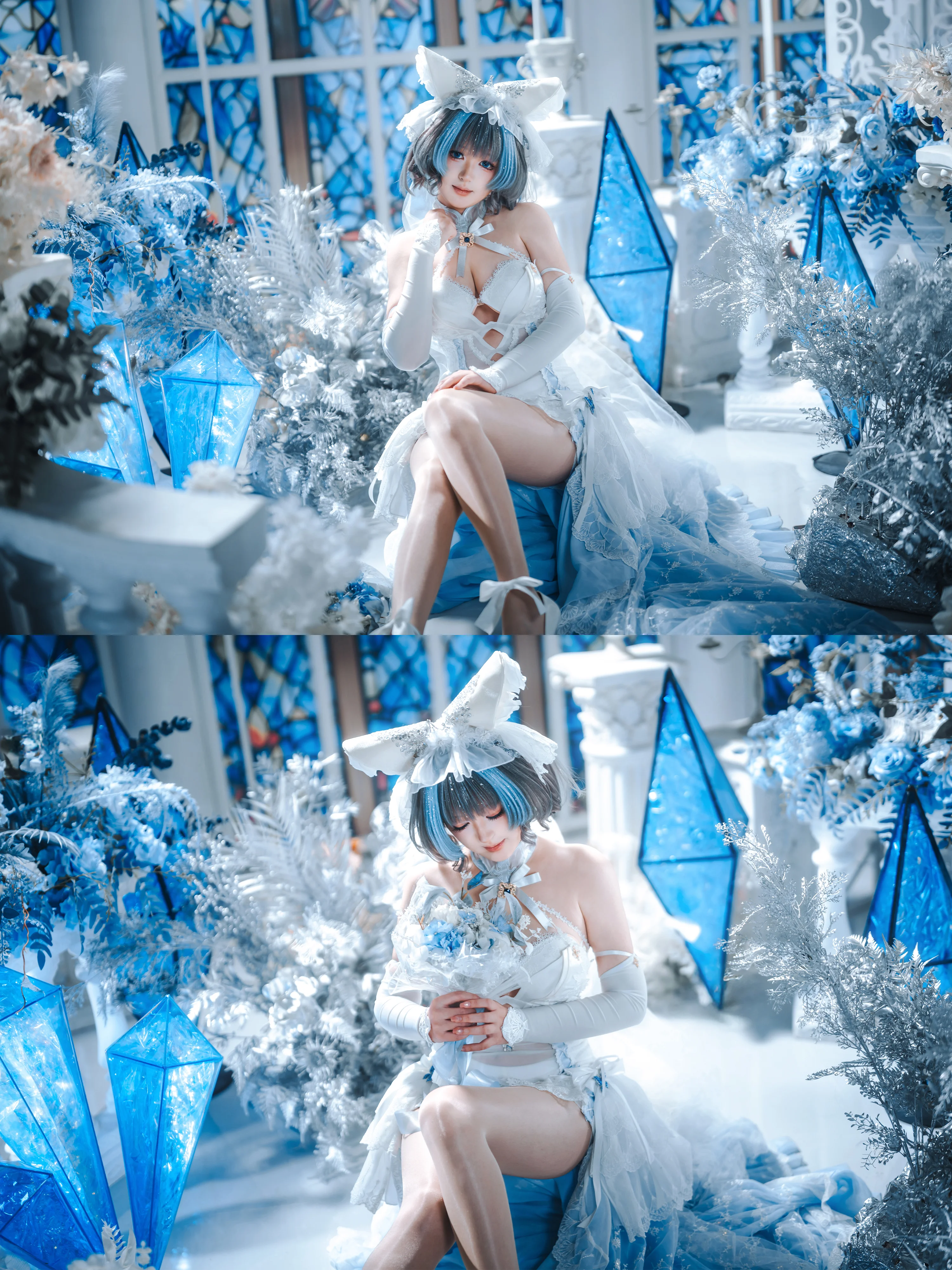 [Cheshire Cosplay] Azur Lane Oath Wedding Skin Moments Under the Ice Crystals of a Snowy Realm - Image 1