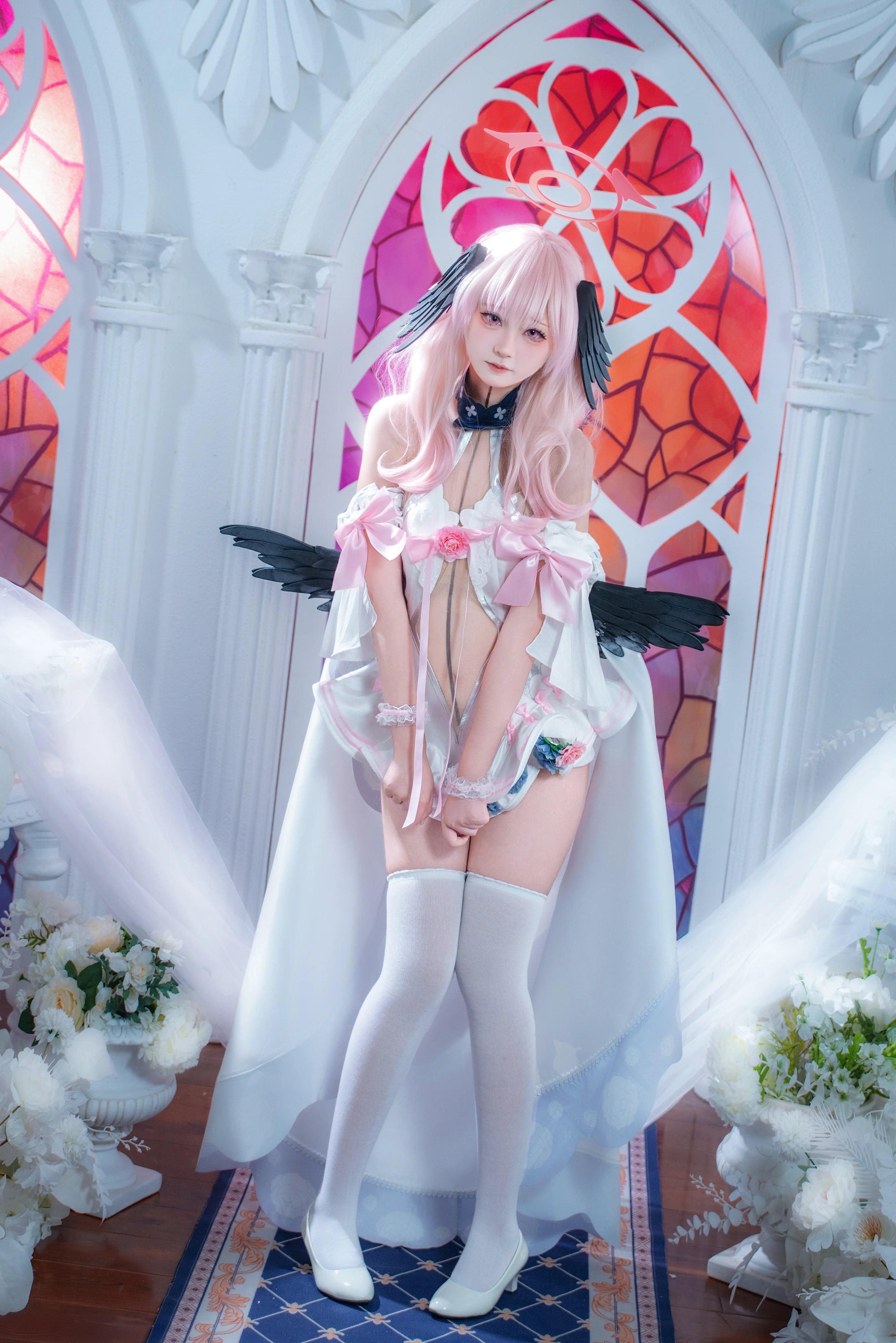 [Shimoe Koharu cosplay] Angel's Vow Under White Roses in Blue Archive