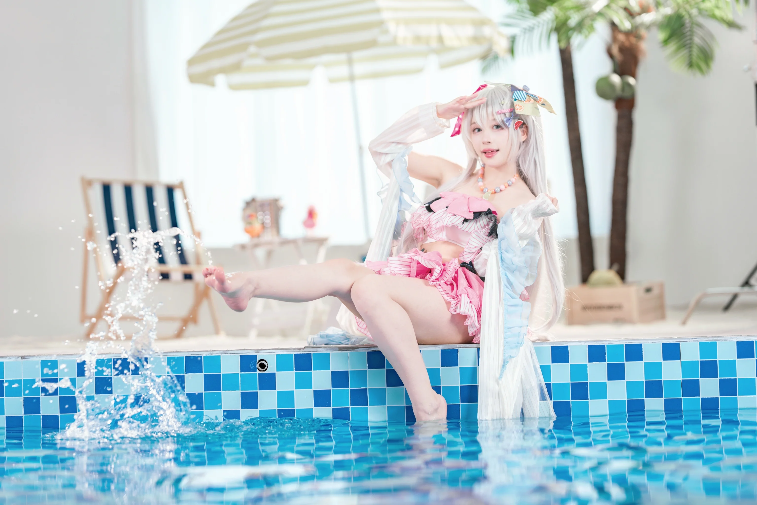 【白洲梓cos】碧蓝档案的夏日泳池清冷瞬间 - 第3张