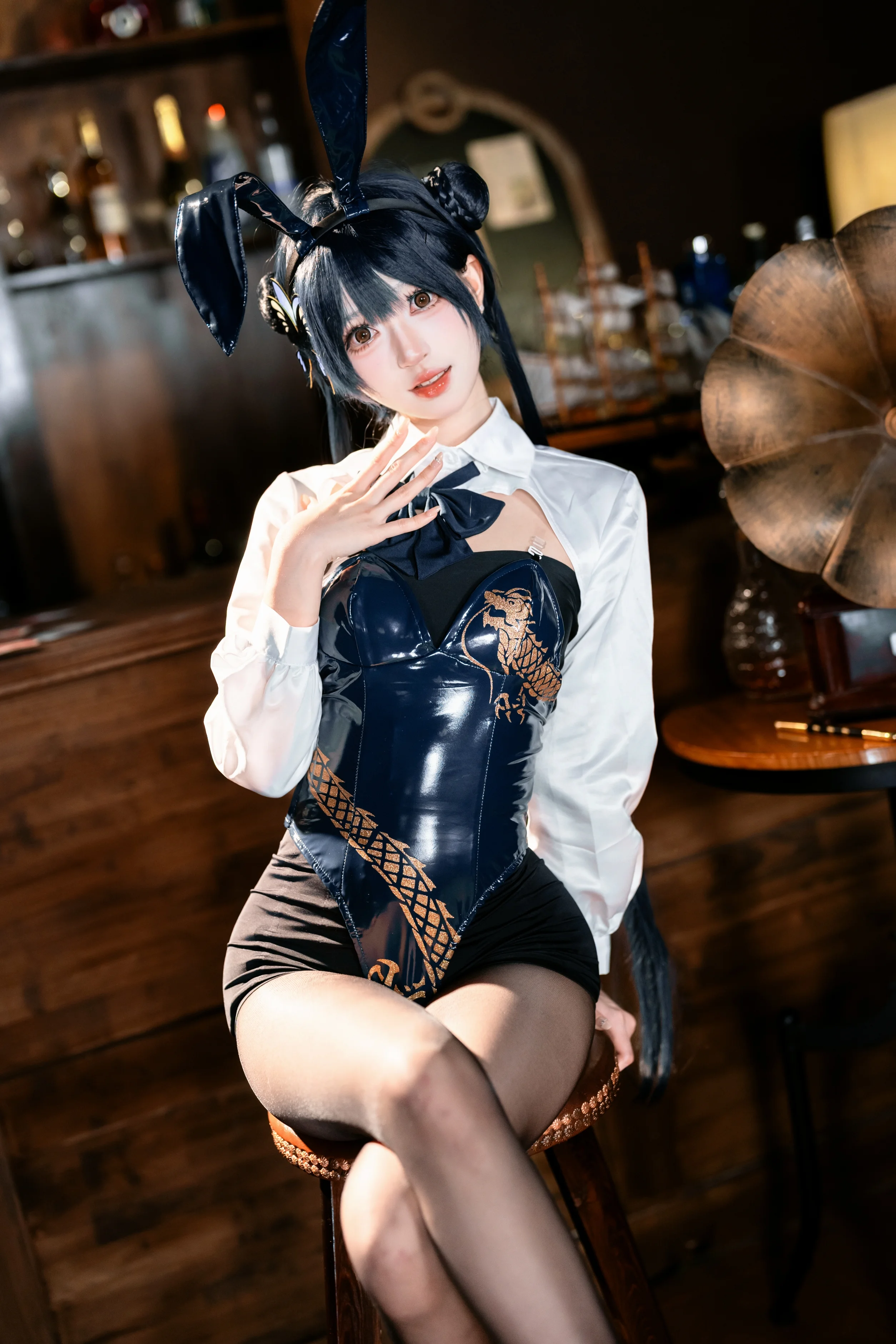[Misaki cosplay] Blue Archive's Bunny girl: A Relaxed Moment by the Bar Counter - Image 8
