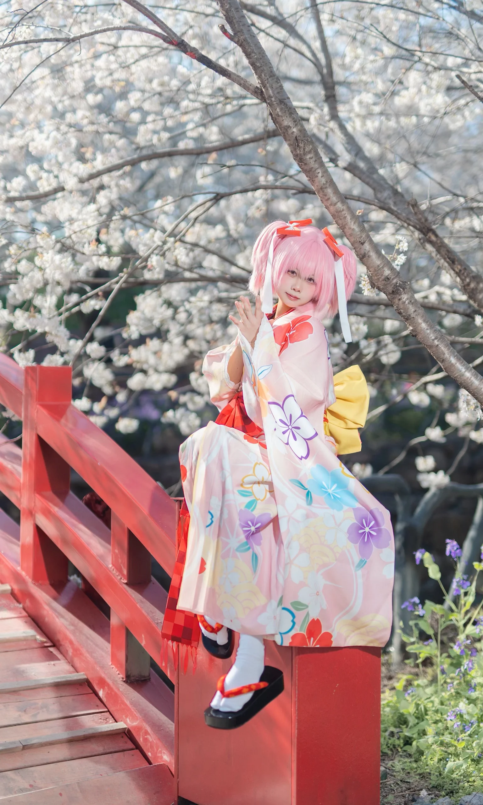【鹿目圆cos】樱花季限定和服，阳光下的粉色治愈 - 第 2 张
