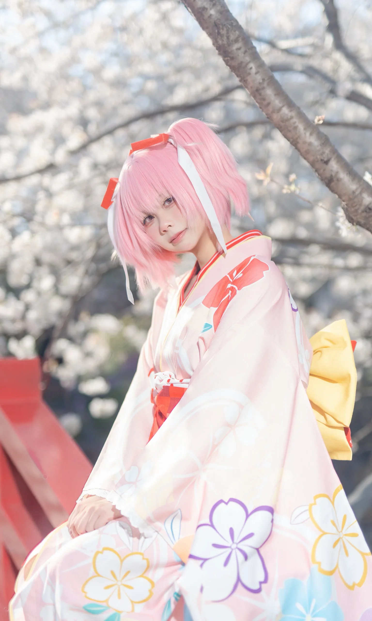 【鹿目圆cos】樱花季限定和服，阳光下的粉色治愈