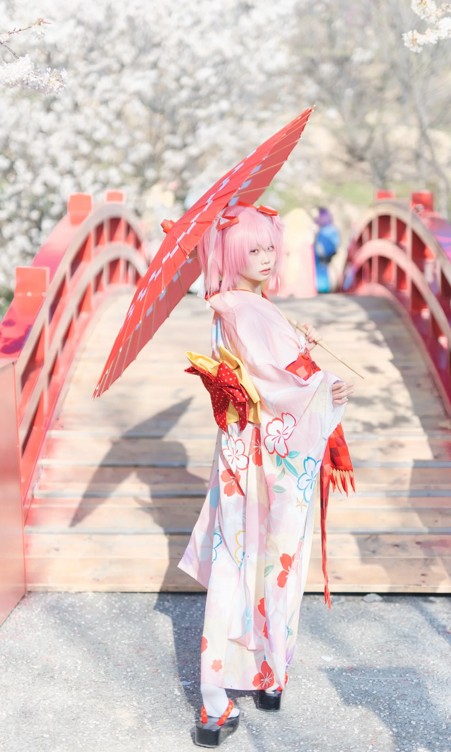 【鹿目圆cos】樱花季限定和服，阳光下的粉色治愈 - 第 4 张