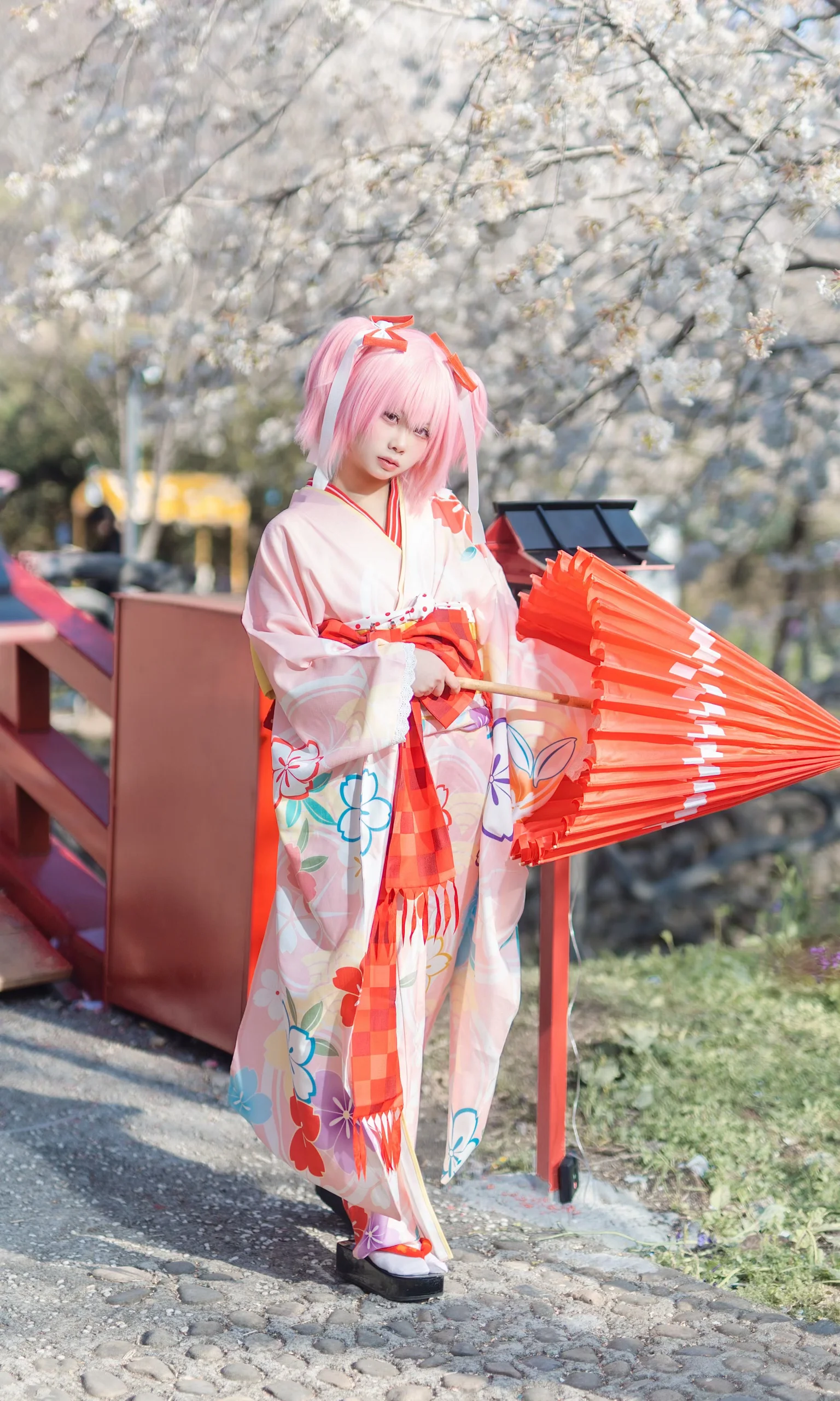 【鹿目圆cos】樱花季限定和服，阳光下的粉色治愈 - 第 5 张