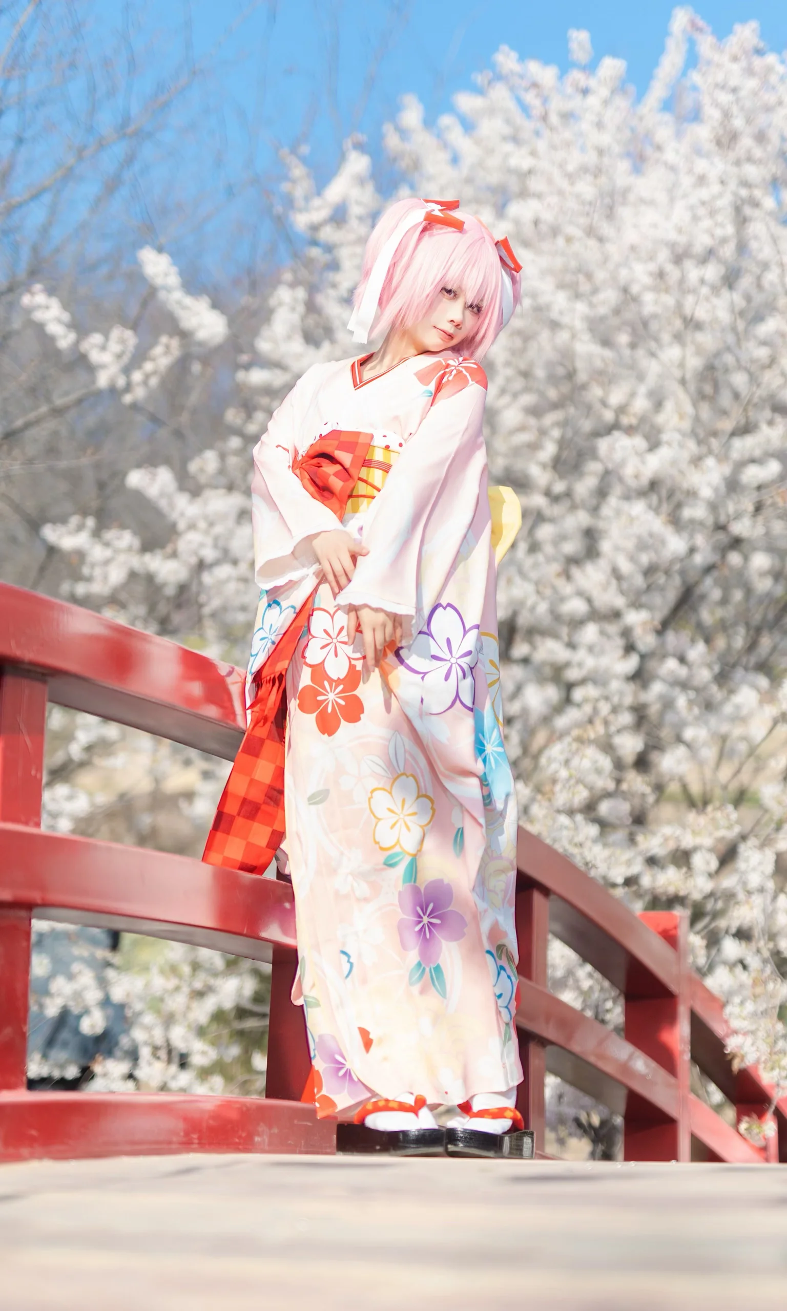 【鹿目圆cos】樱花季限定和服，阳光下的粉色治愈 - 第 6 张