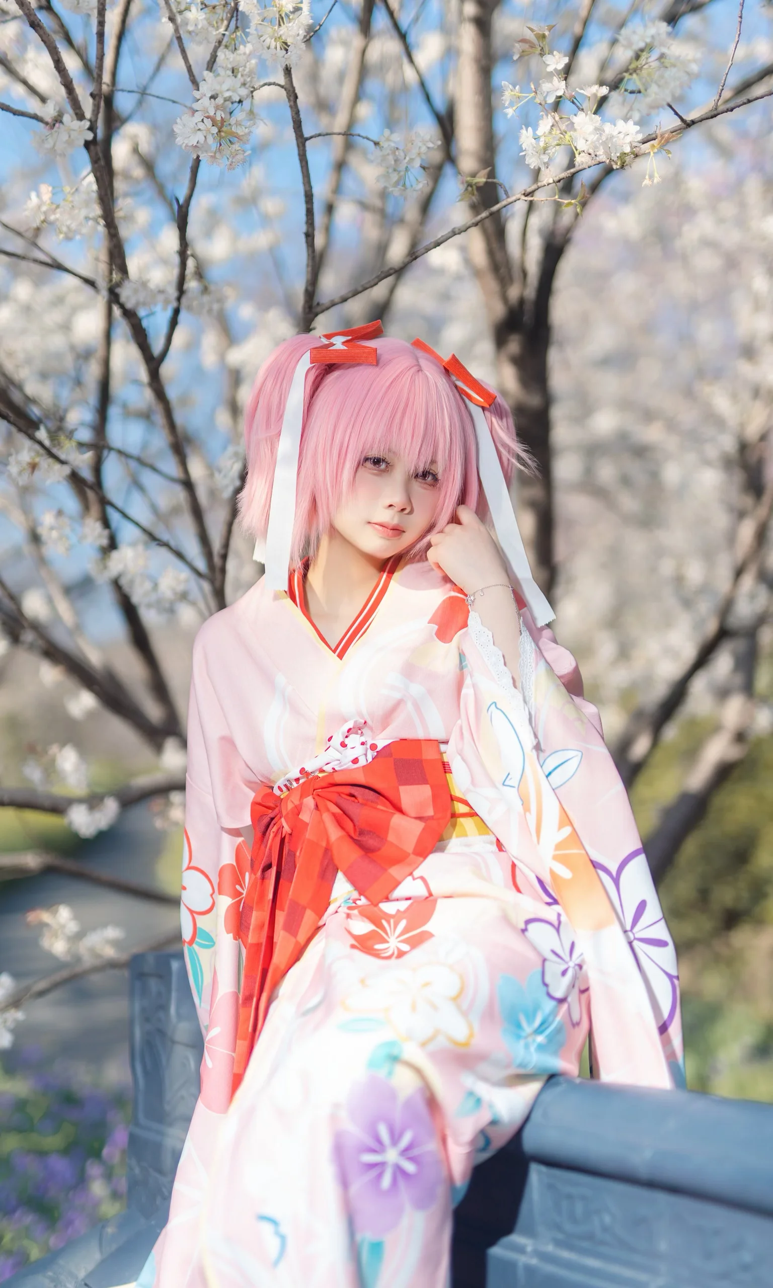 【鹿目圆cos】樱花季限定和服，阳光下的粉色治愈 - 第 7 张