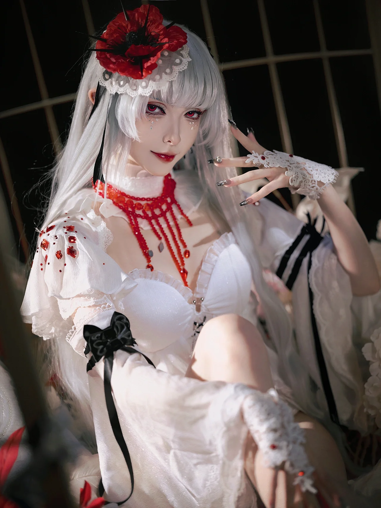 【可可莉克cos】無期迷途，純白蕾絲與猩紅交錯的視界 - 第 7 張