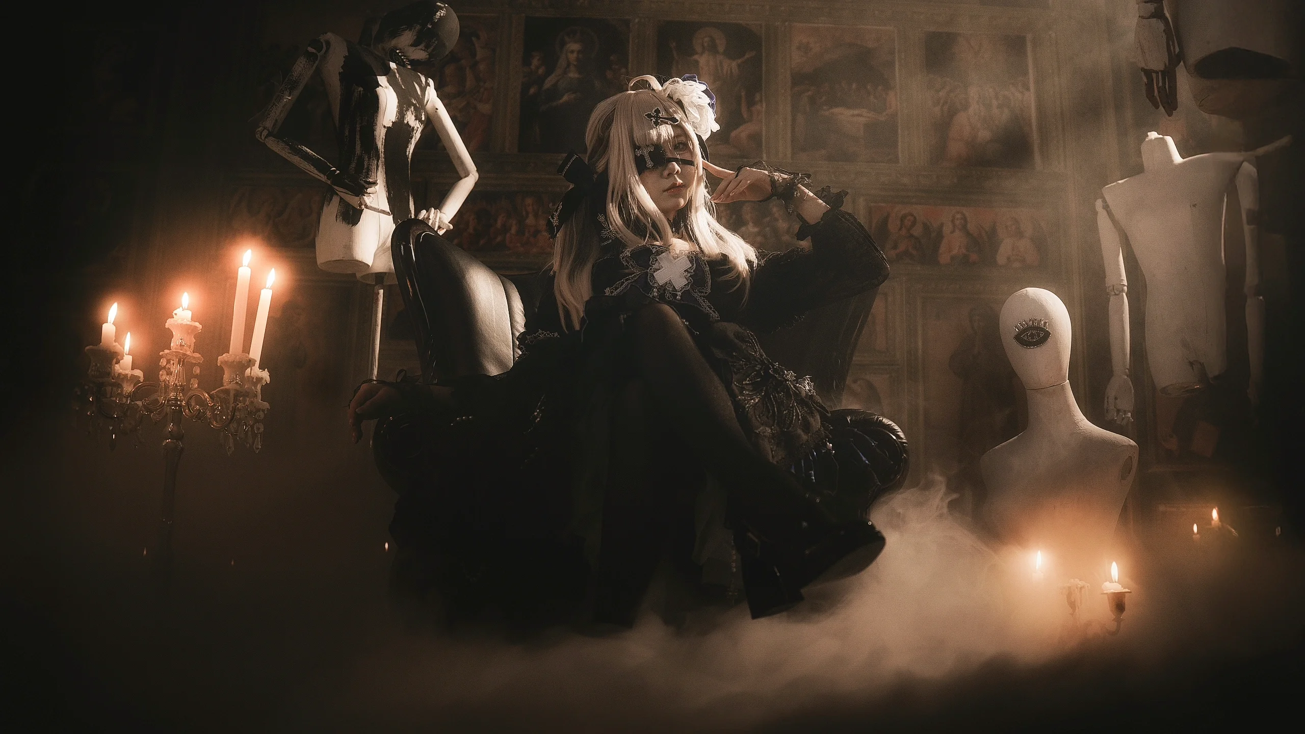【健屋花那cos】彩虹社的哥特少女，在古董房间的暗黑试炼 - 第 9 张