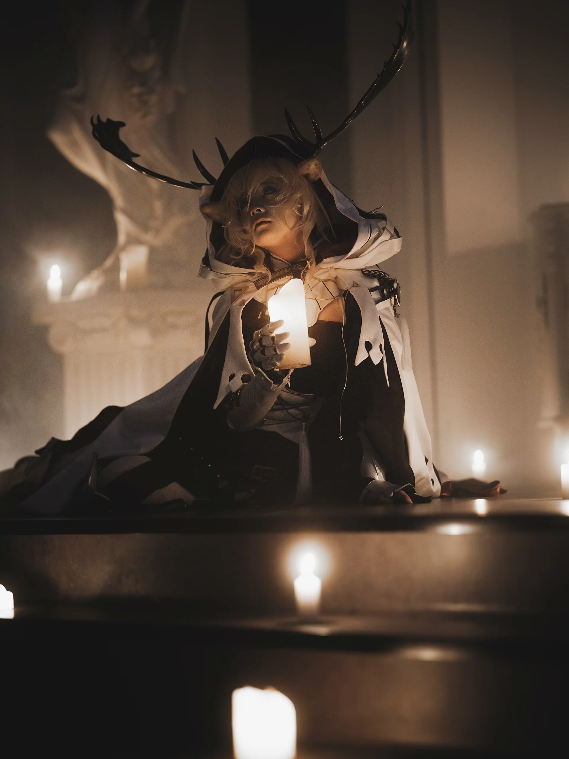 [Viviana cosplay] Song of Rituals: A Quiet Moment Between Candlelight and Statues - Image 1