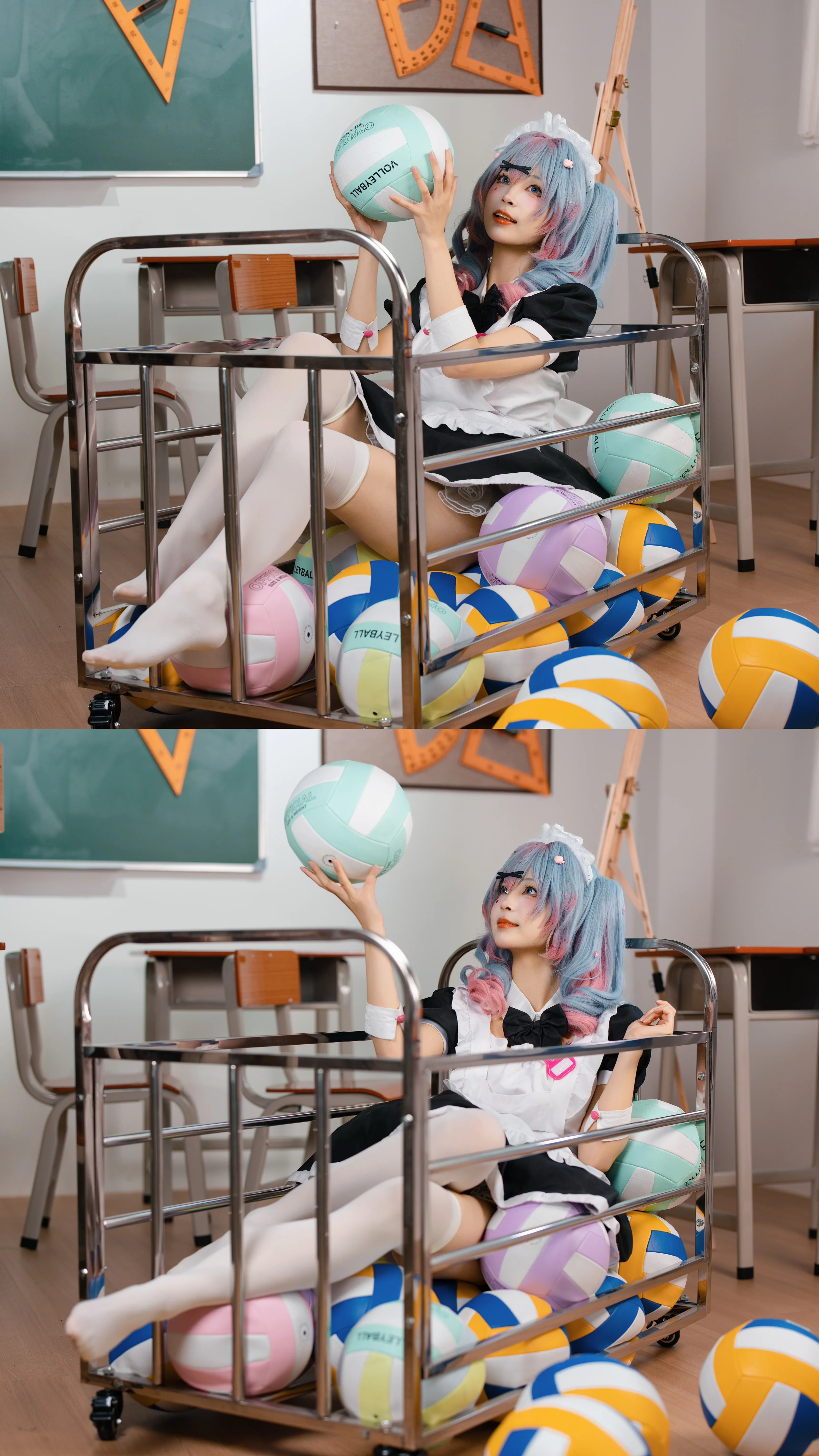【初音未来cos】带着三角尺的教室女仆初音 - 第 5 张