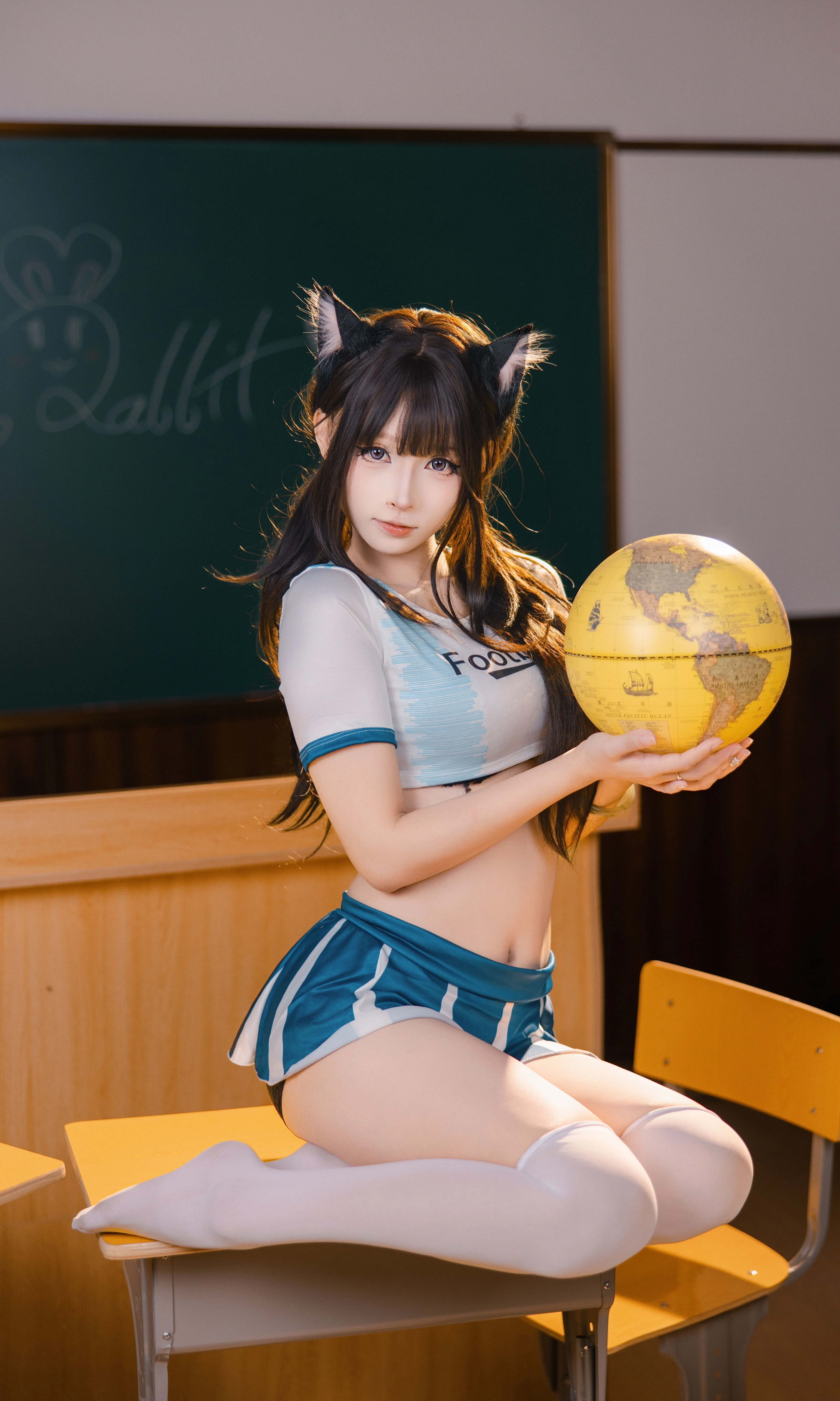 【教室のサッカー猫耳娘】日系ナチュラルスタイルな学園風