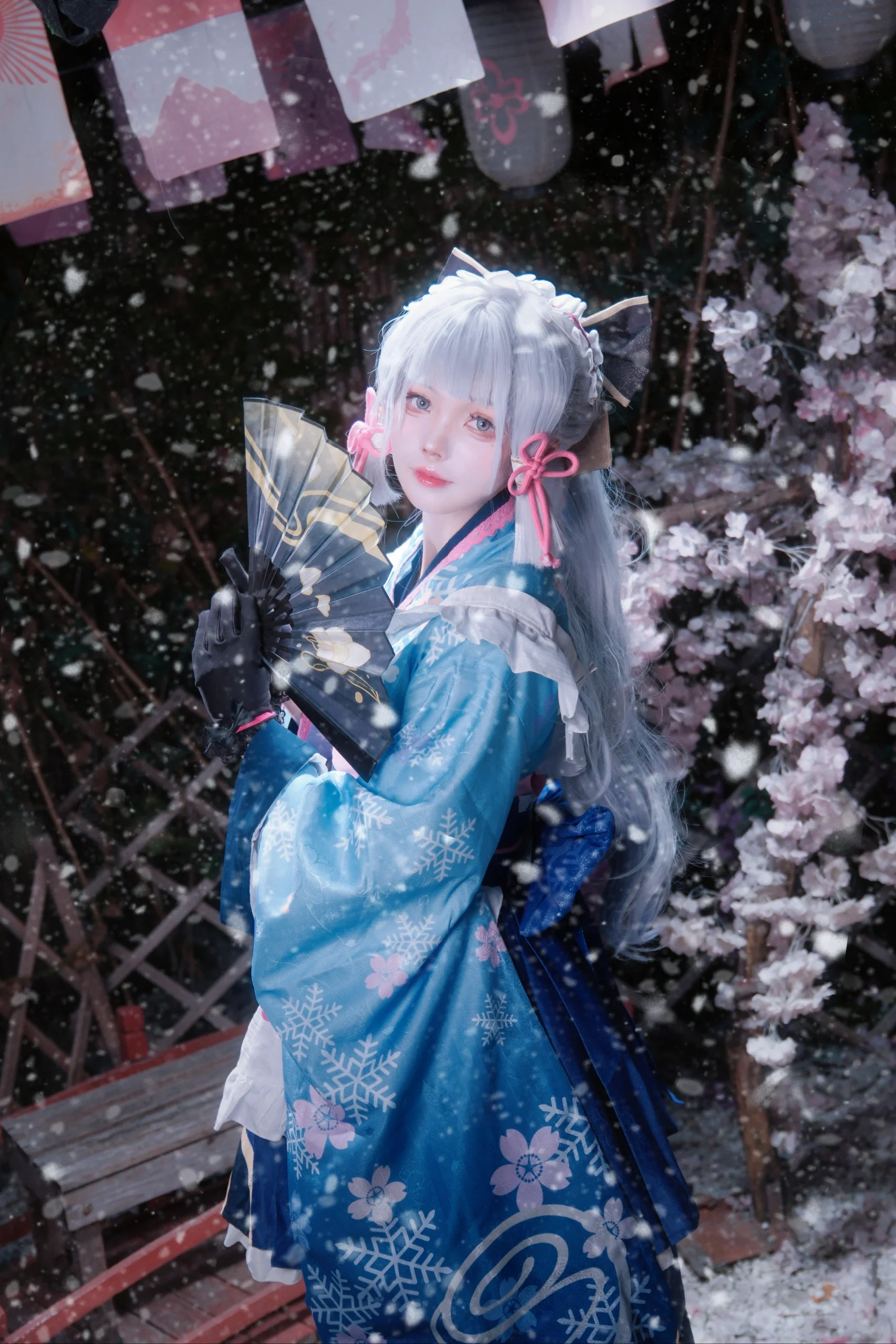 【神里绫华cos】原神中的雪中樱花，造雪机翻车实录 - 第 1 张